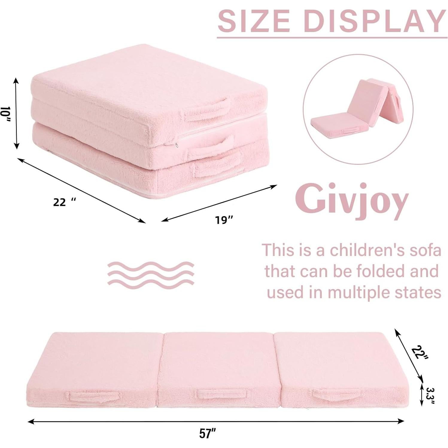 Colchón Plegable para Niños Givjoy Rosa Trifold 145x56 cm