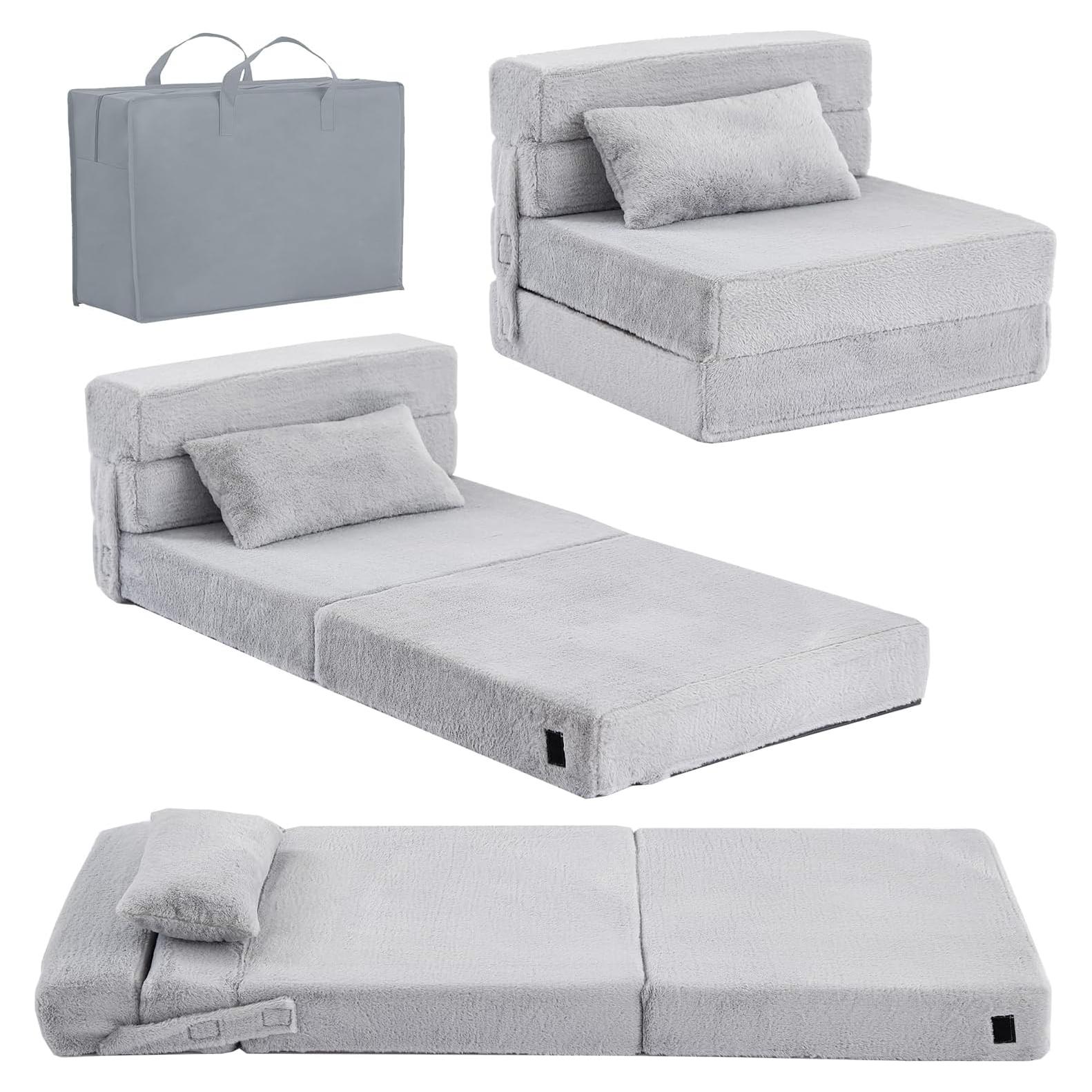 Colchón Plegable Tiita Kids 160x66 cm Gris Suave con Almohada