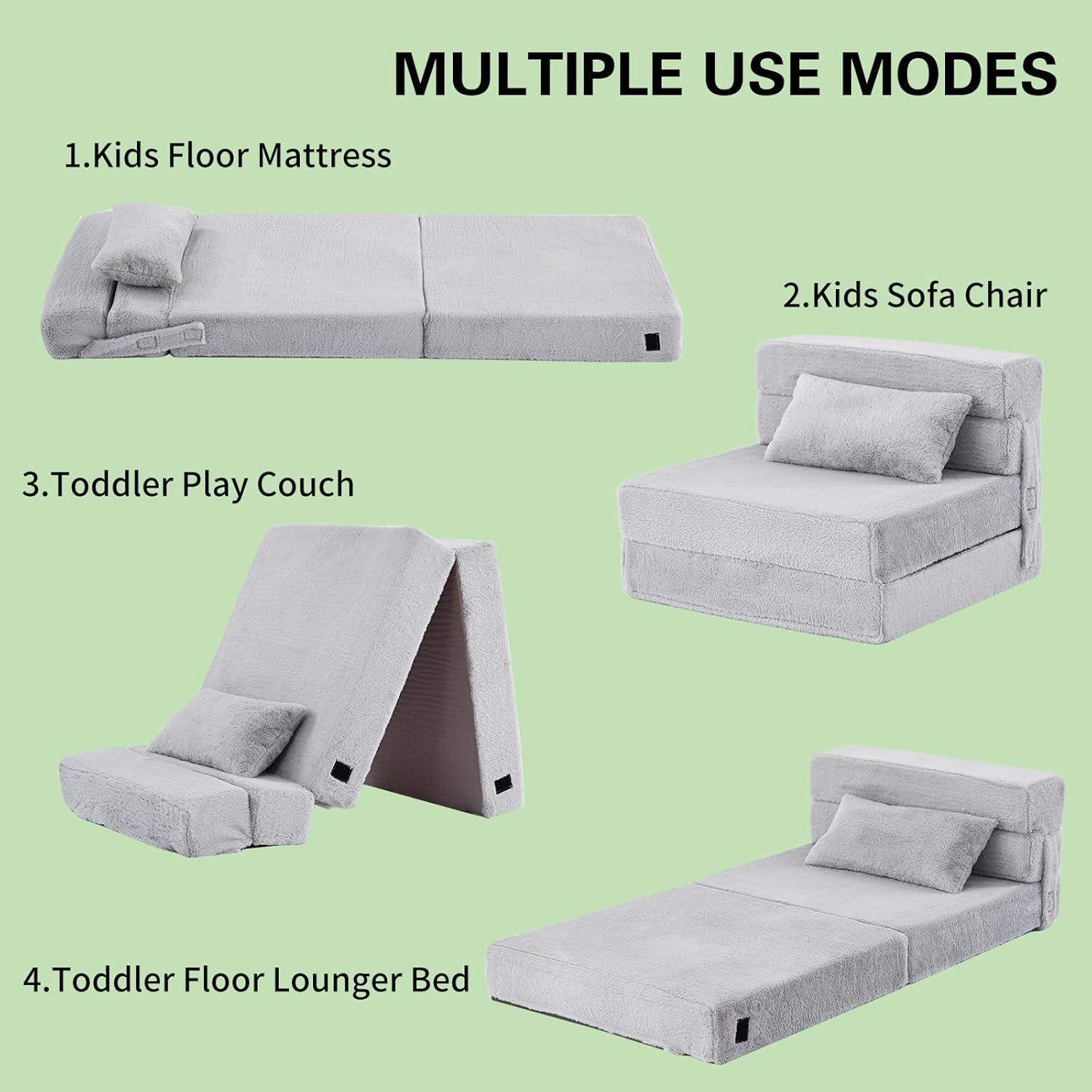 Colchón Plegable Tiita Kids 160x66 cm Gris Suave con Almohada