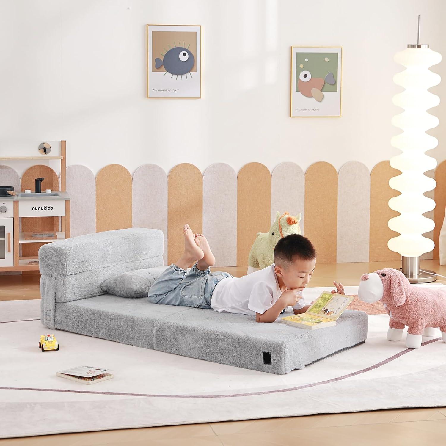 Colchón Plegable Tiita Kids 160x66 cm Gris Suave con Almohada