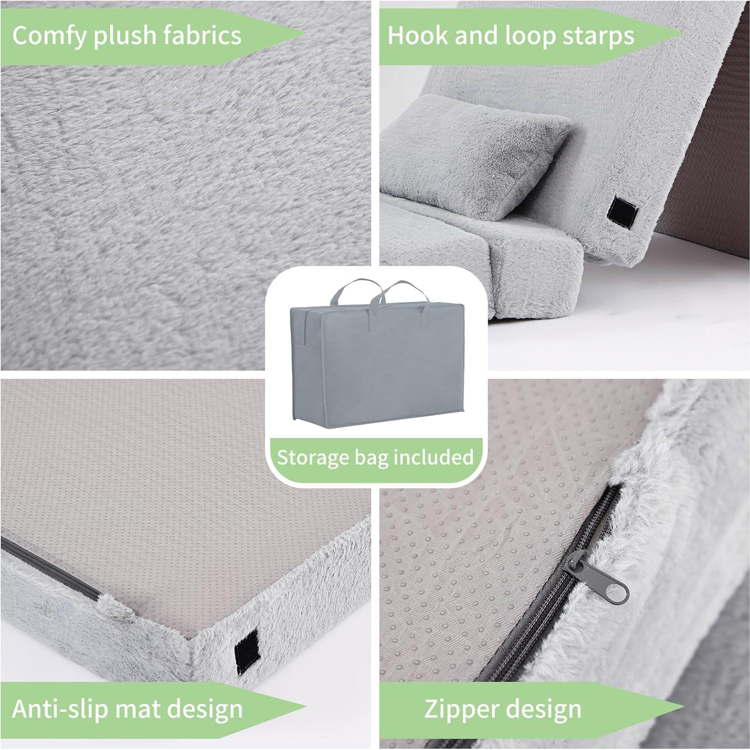 Colchón Plegable Tiita Kids 160x66 cm Gris Suave con Almohada