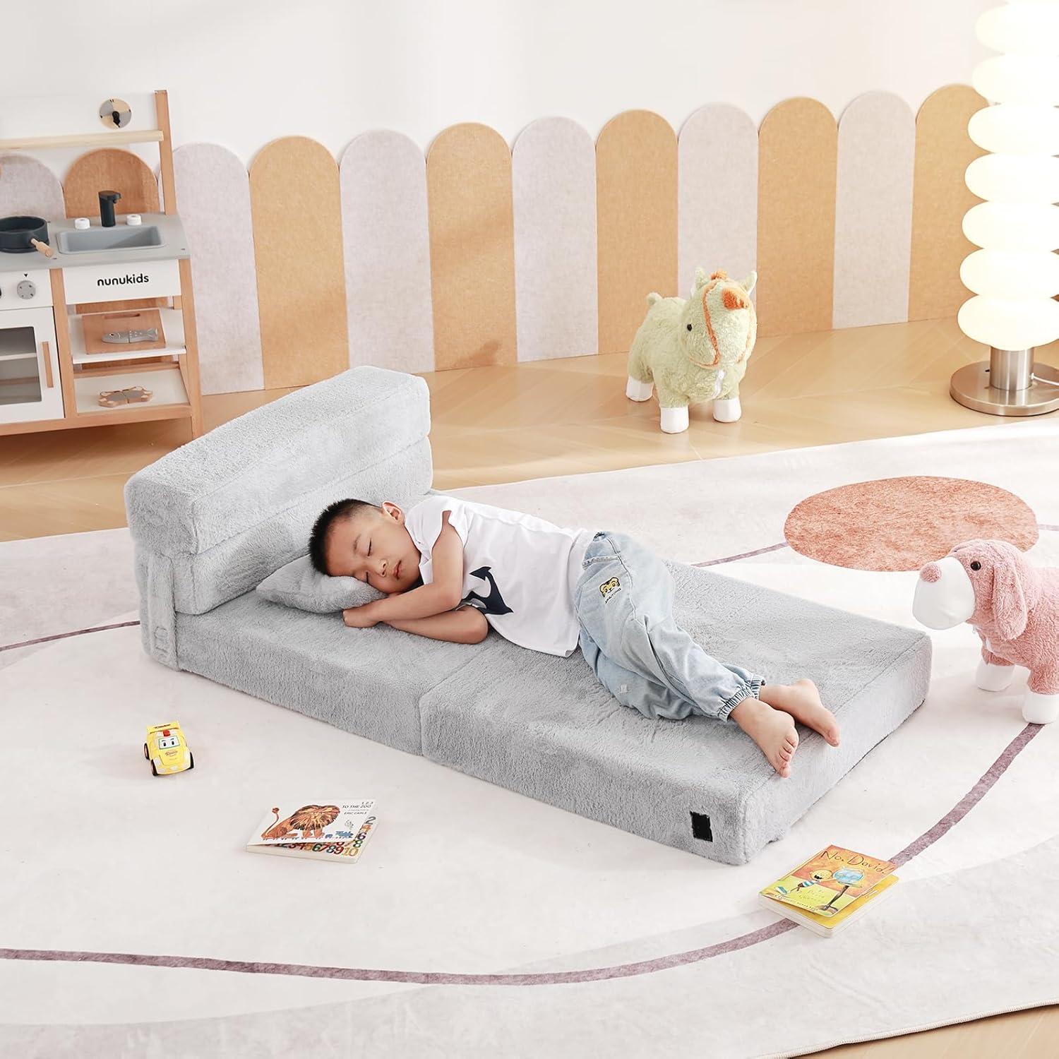 Colchón Plegable Tiita Kids 160x66 cm Gris Suave con Almohada