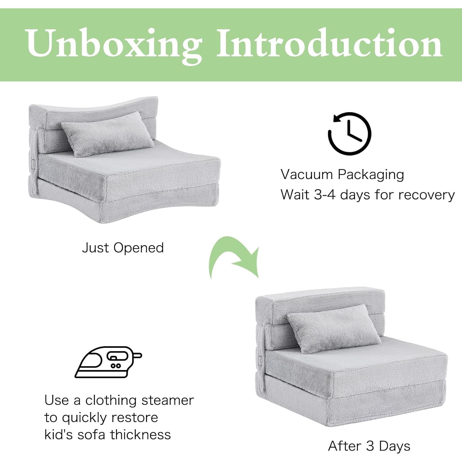 Colchón Plegable Tiita Kids 160x66 cm Gris Suave con Almohada