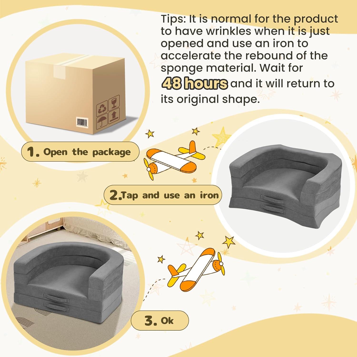 Cama de viaje Tykacna para niños 3 en 1, gris, 132 cm