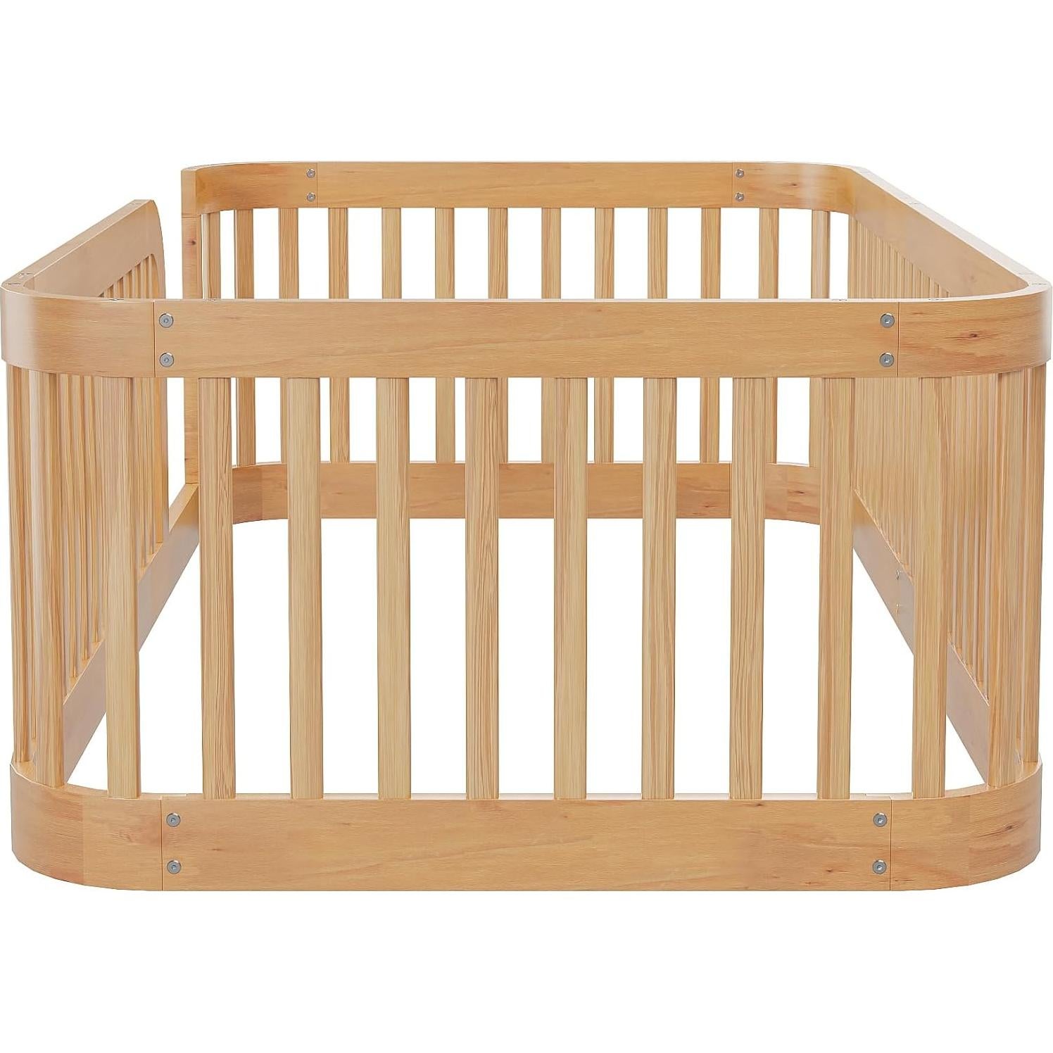 Cama de Suelo Montessori Klwenas Maec Twin Natural con Barandilla