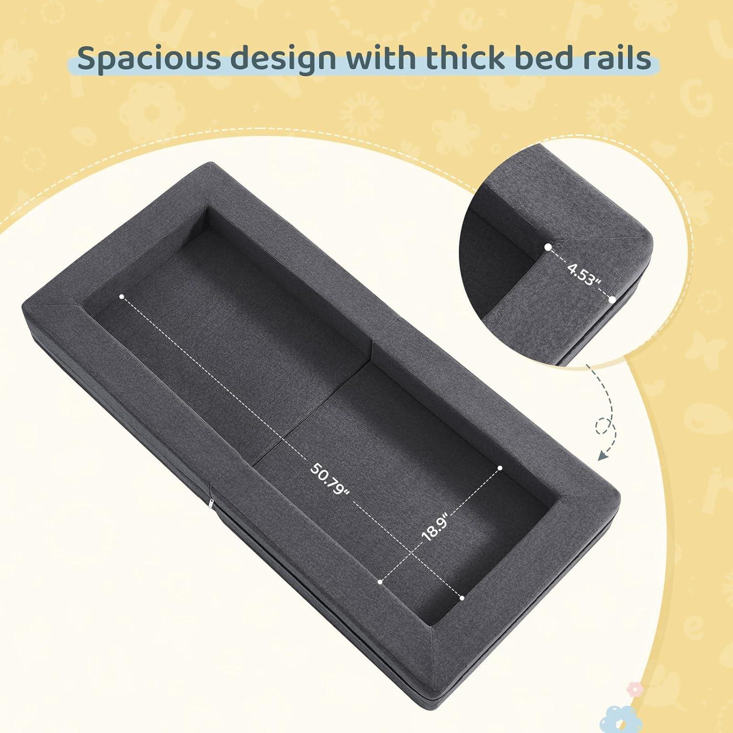 Cama de viaje para niños WeeGuruu 3 en 1 gris, espuma alta densidad