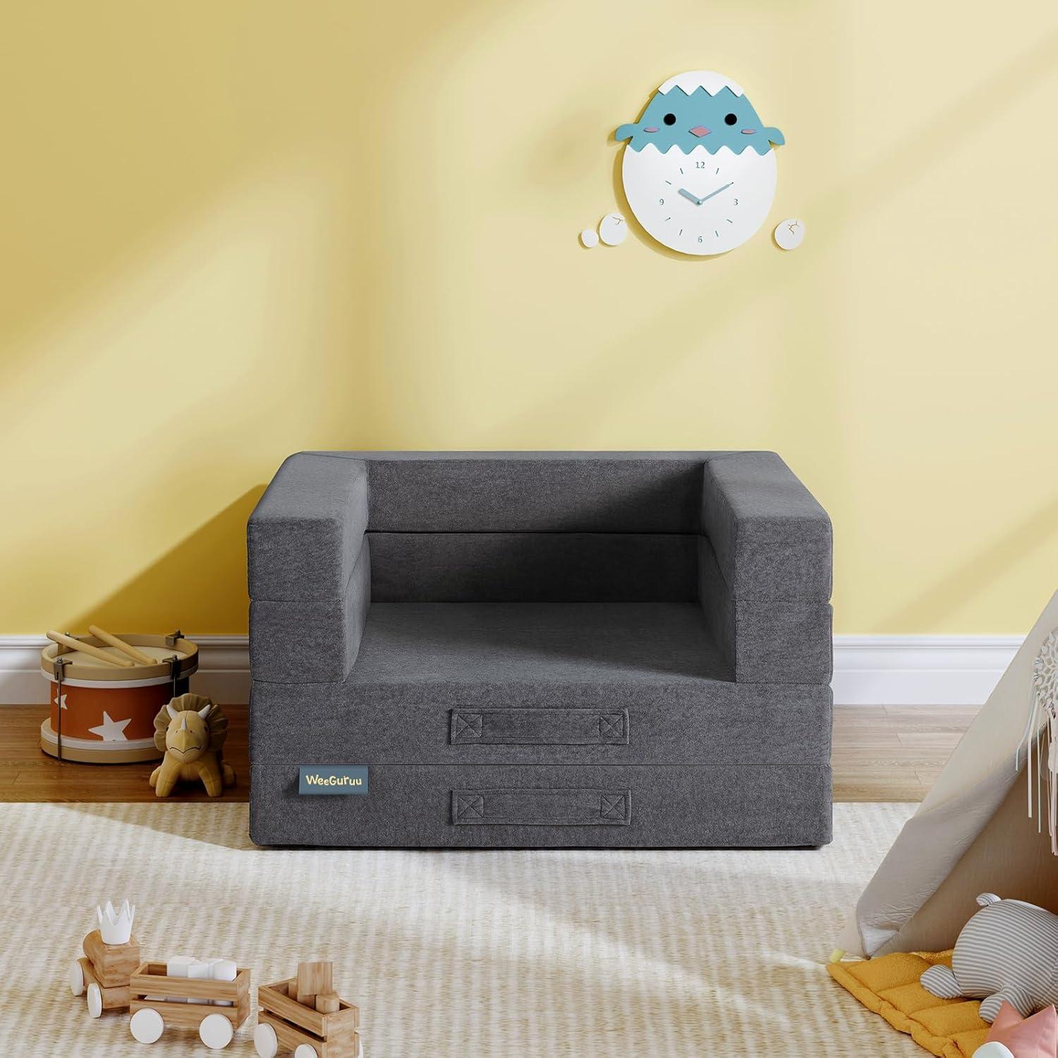 Cama de viaje para niños WeeGuruu 3 en 1 gris, espuma alta densidad