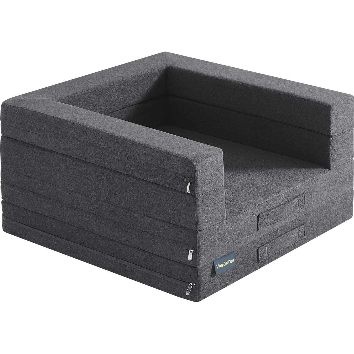 Cama de viaje para niños WeeGuruu 3 en 1 gris, espuma alta densidad