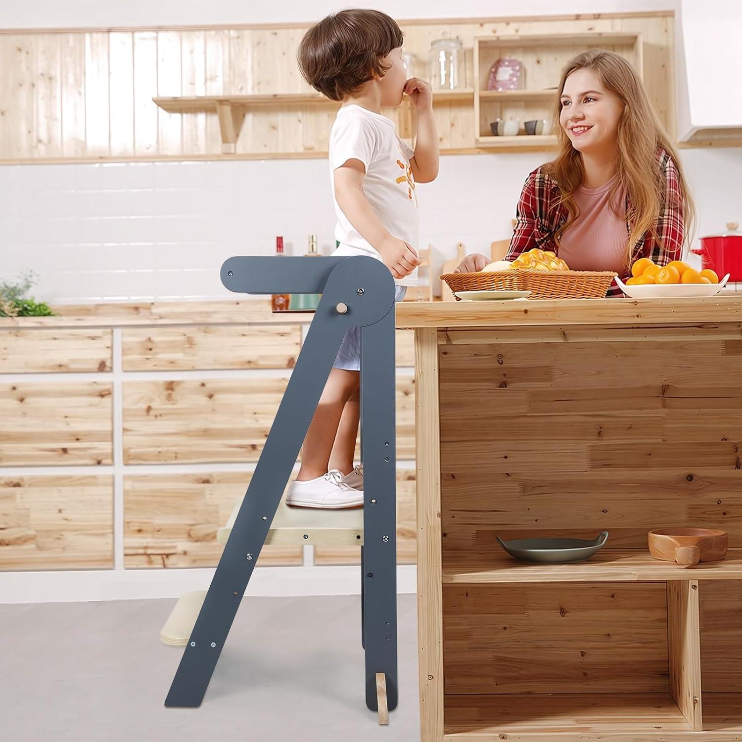 Torre de Aprendizaje Plegable y Ajustable Yifaeux Beige