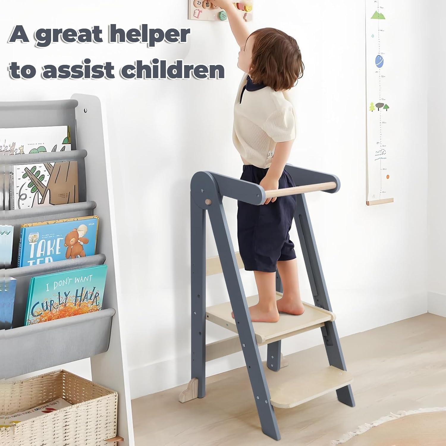 Torre de Aprendizaje Plegable y Ajustable Yifaeux Beige