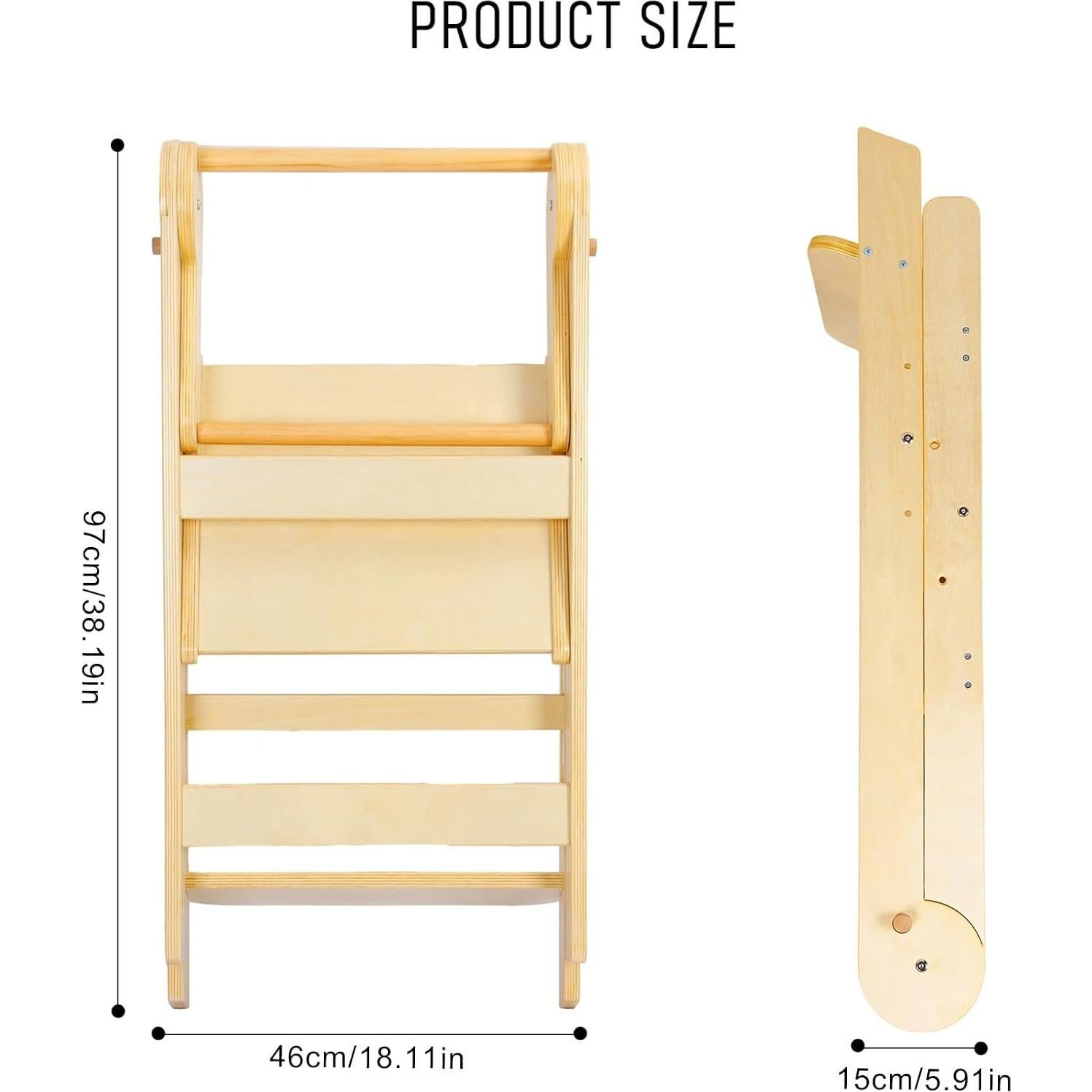 Torre de Aprendizaje Plegable y Ajustable Yifaeux Beige