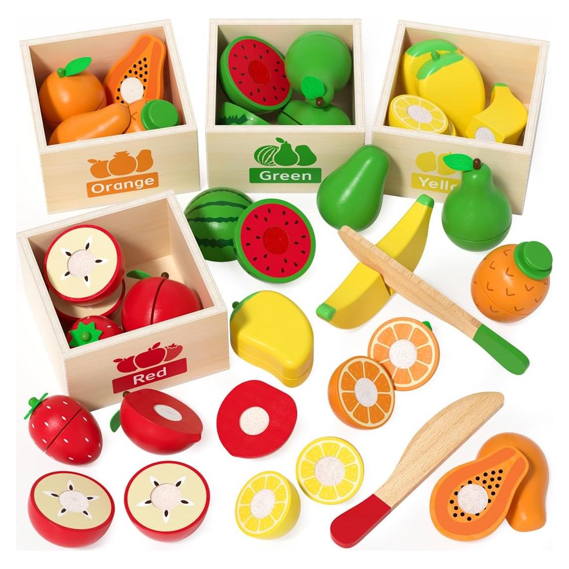 Juego de Cocina de Madera para Niños - 18 Piezas con Almacenamiento