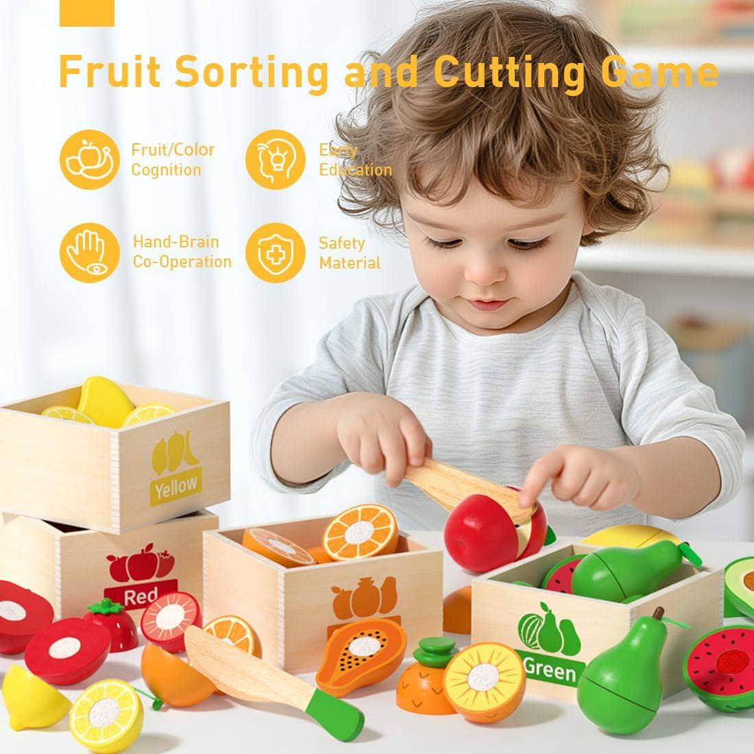 Juego de Cocina de Madera para Niños - 18 Piezas con Almacenamiento