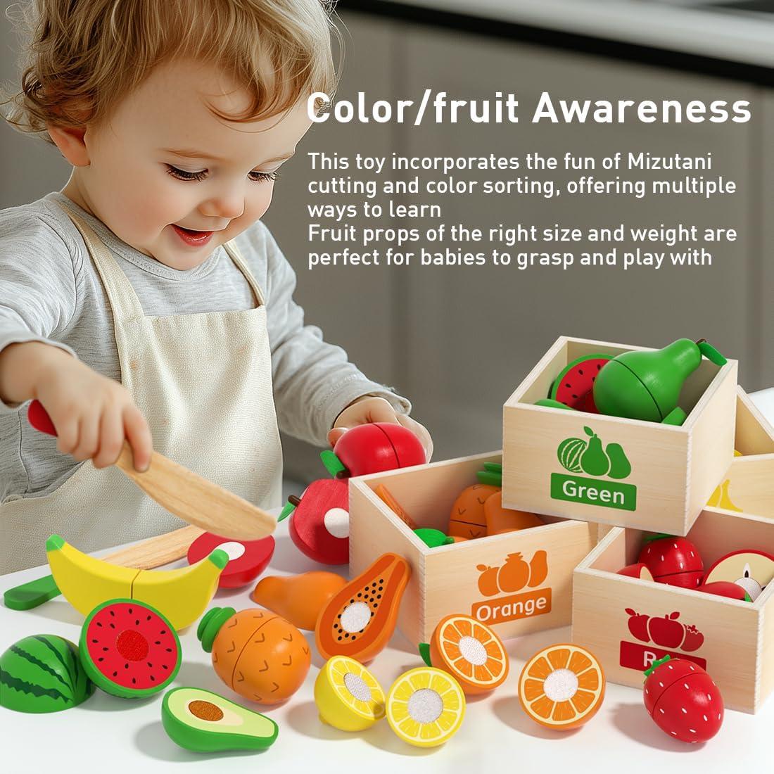 Juego de Cocina de Madera para Niños - 18 Piezas con Almacenamiento