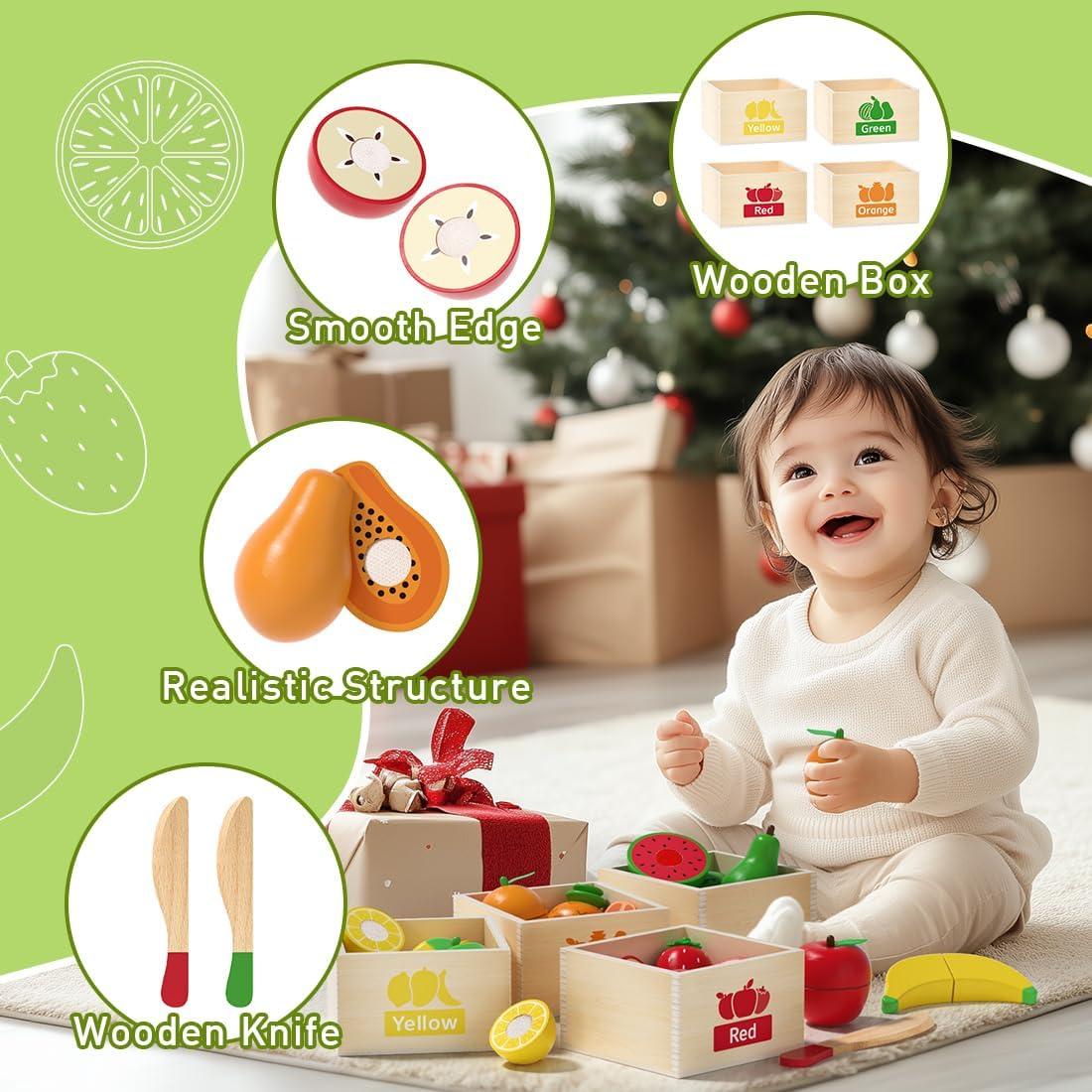 Juego de Cocina de Madera para Niños - 18 Piezas con Almacenamiento