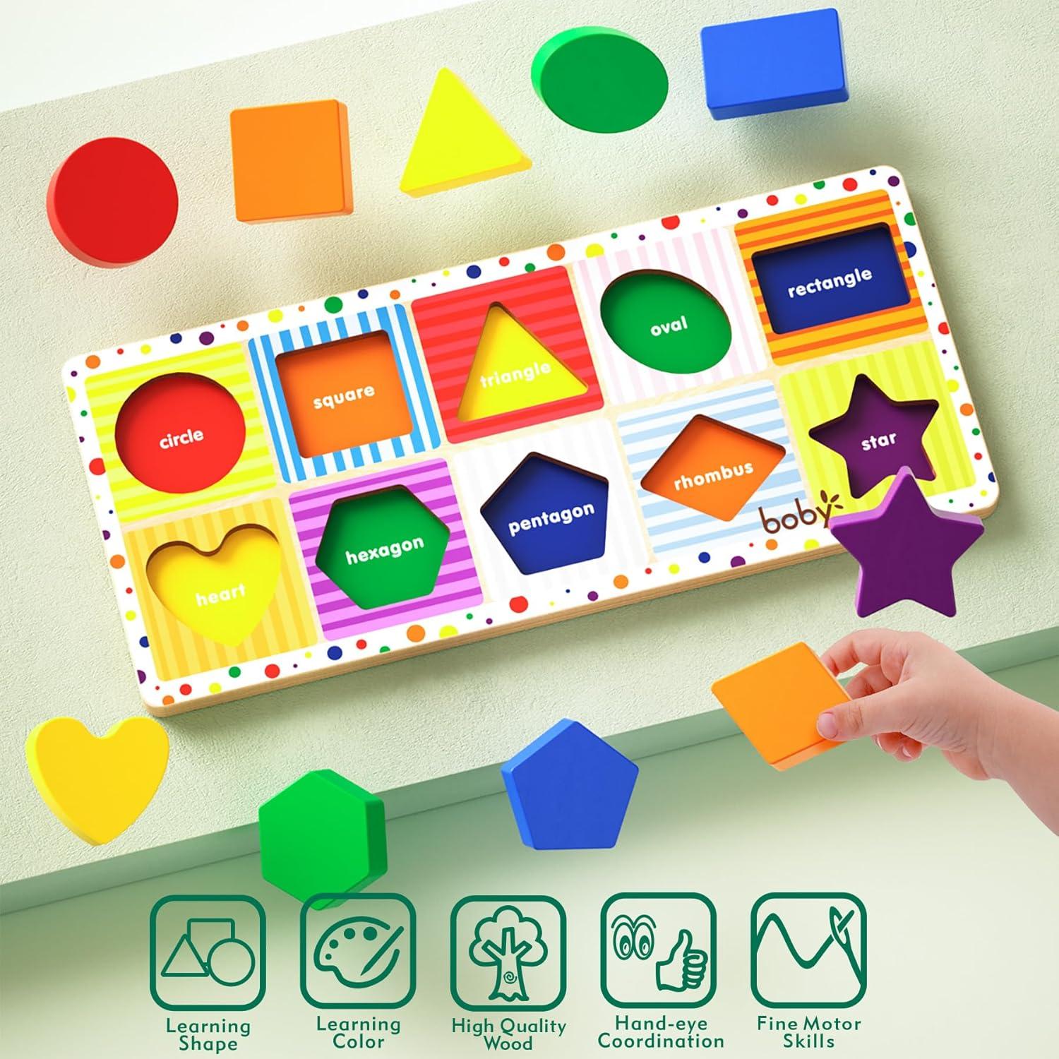 Rompecabezas Geométrico de Madera Dailyfunn 10 Piezas 1-3 Años