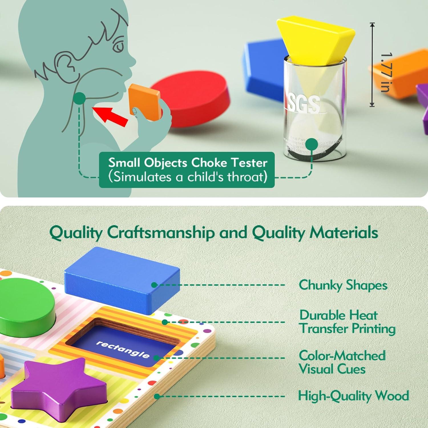 Rompecabezas Geométrico de Madera Dailyfunn 10 Piezas 1-3 Años