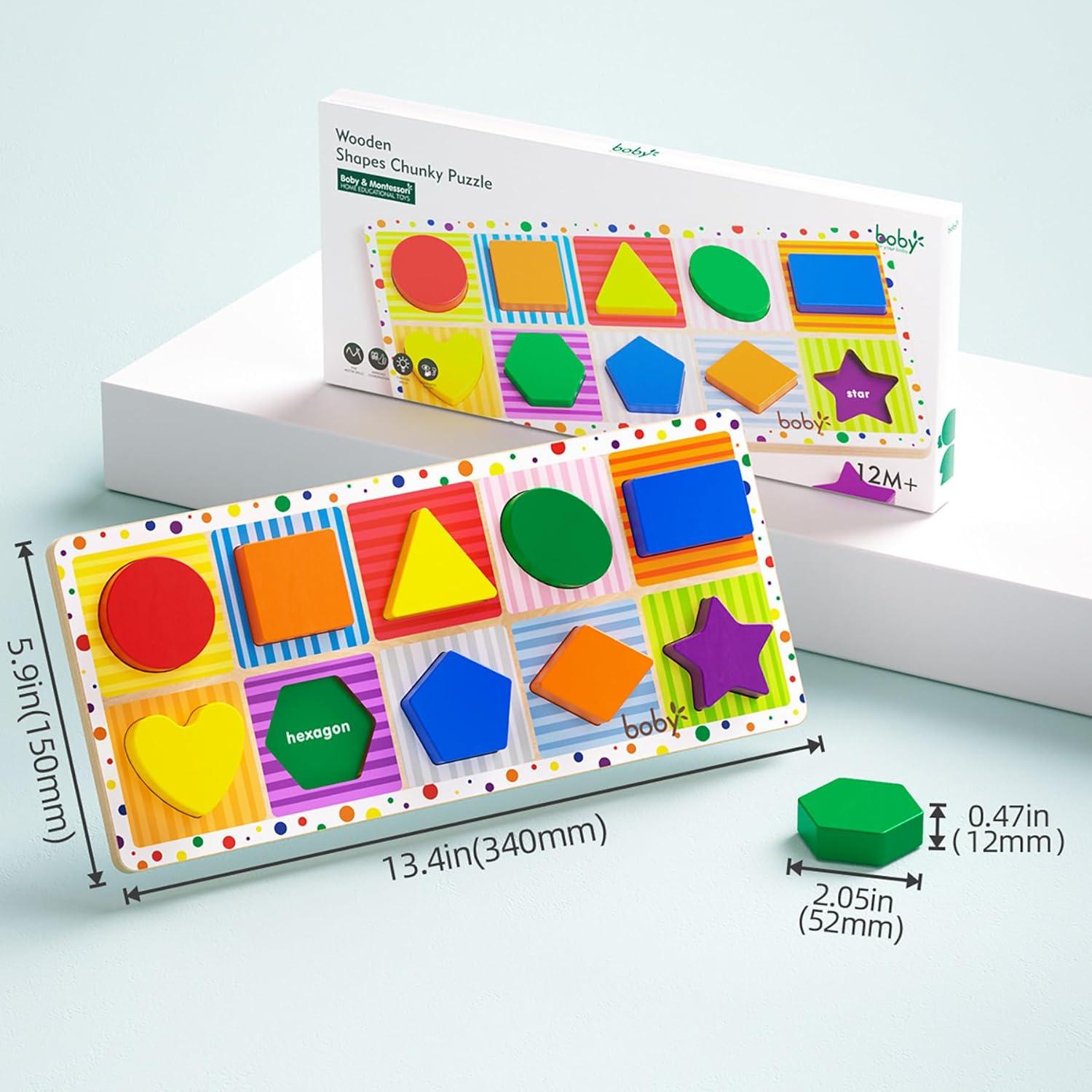 Rompecabezas Geométrico de Madera Dailyfunn 10 Piezas 1-3 Años