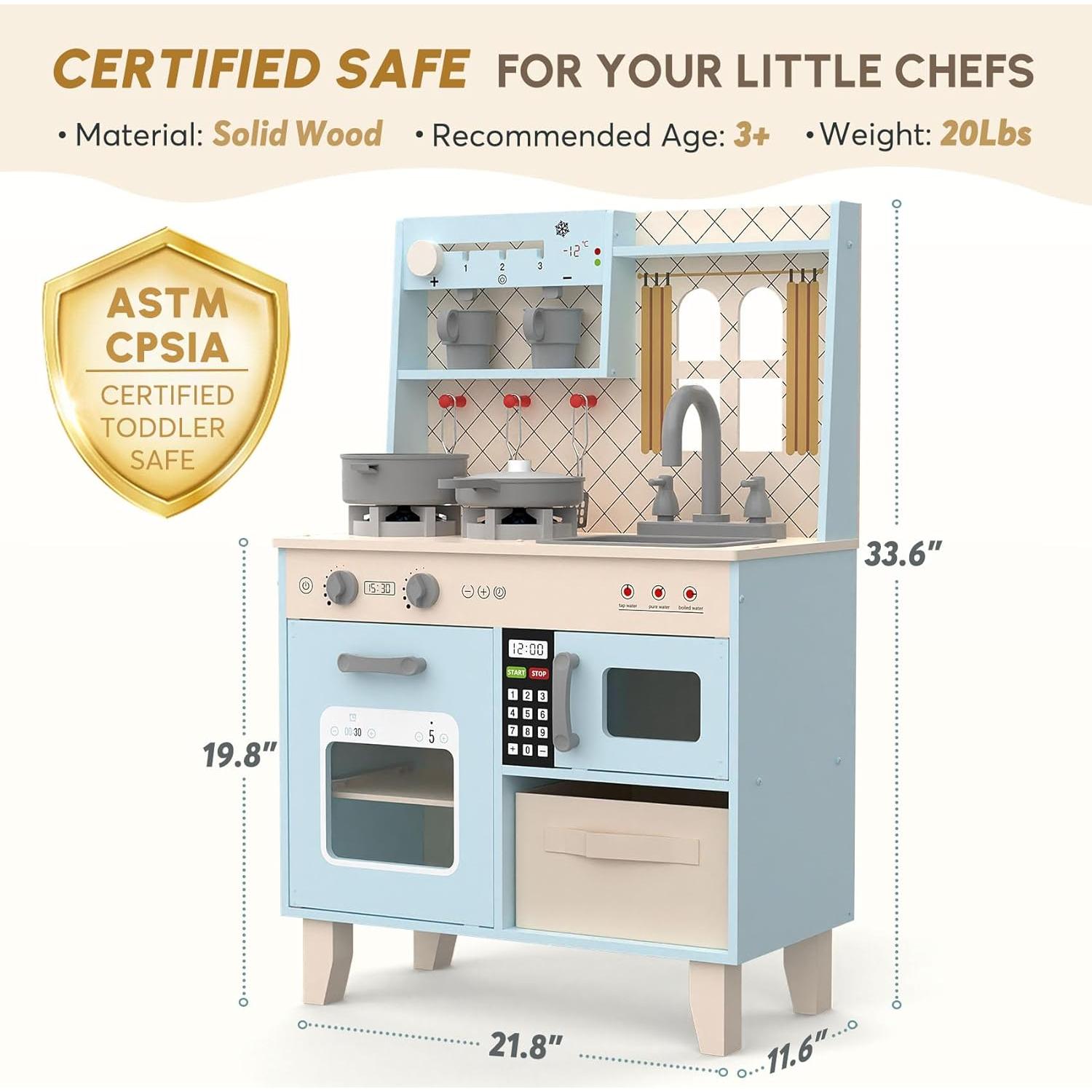 Cocina de Juguete BIERUM Azul con Luces y Sonidos 26 Piezas