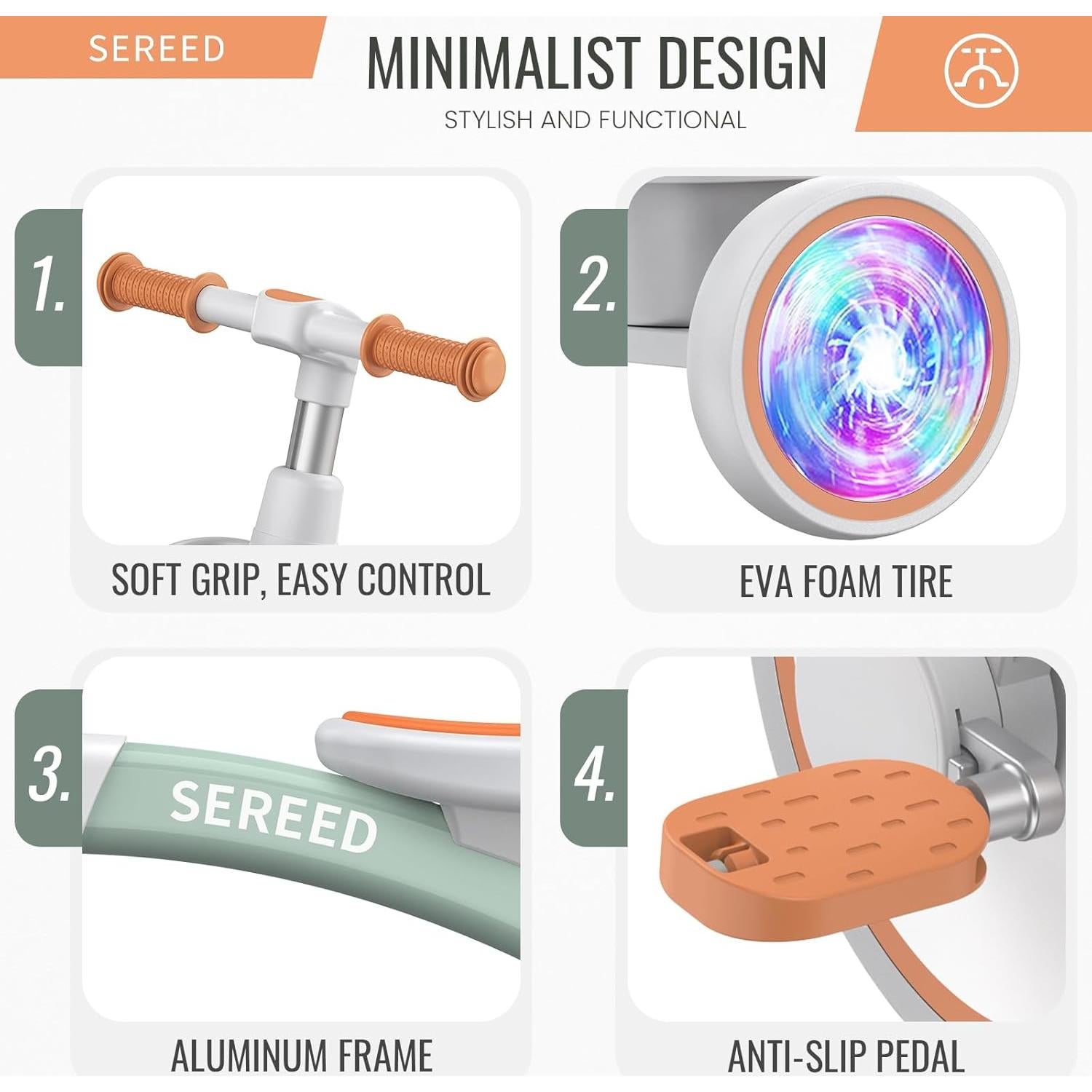 Triciclo SEREED Colorido para Niños 2 a 5 Años Ajustable