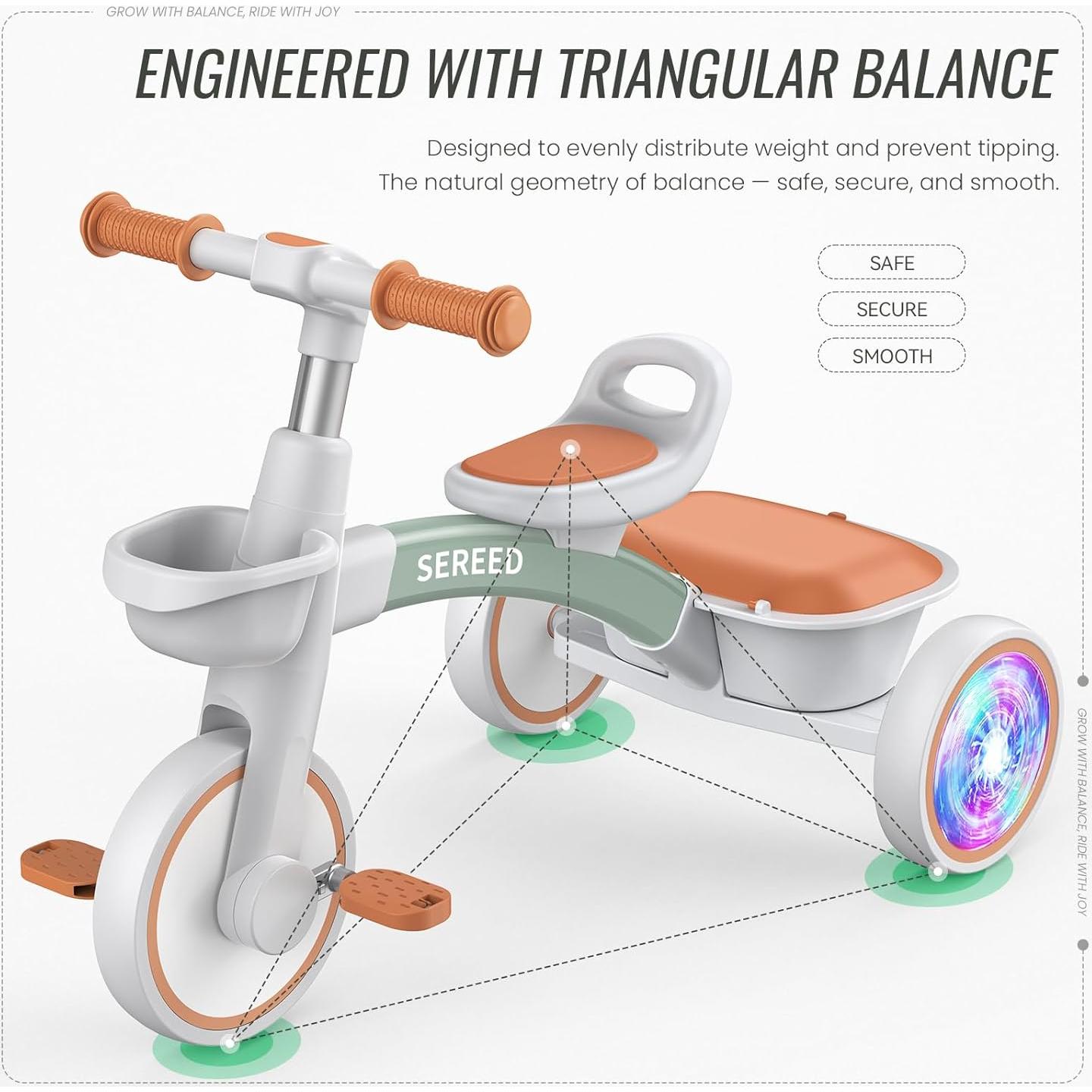 Triciclo SEREED Colorido para Niños 2 a 5 Años Ajustable