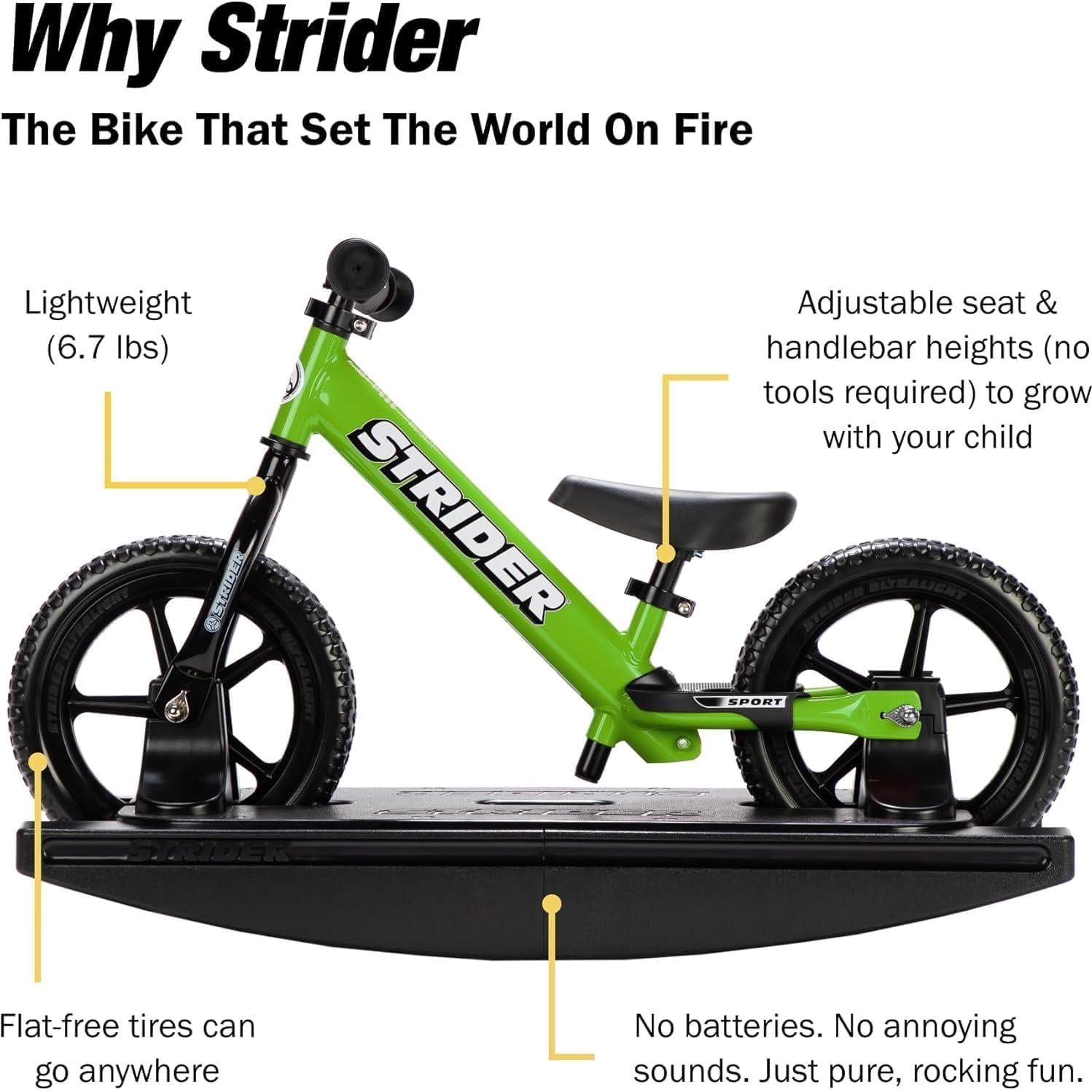 Bicicleta de Equilibrio Strider Sport 12" Verde 2-en-1