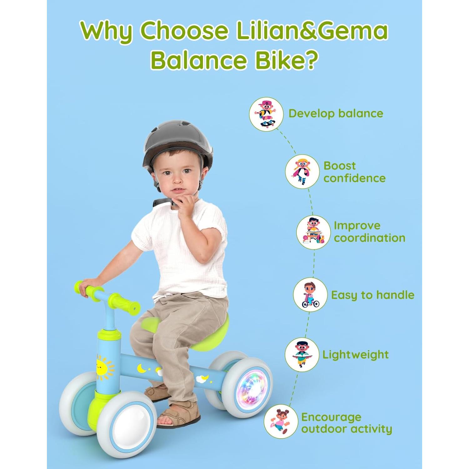 Bicicleta de Equilibrio Lilian&Gema Verde-Azul 1-2 Años