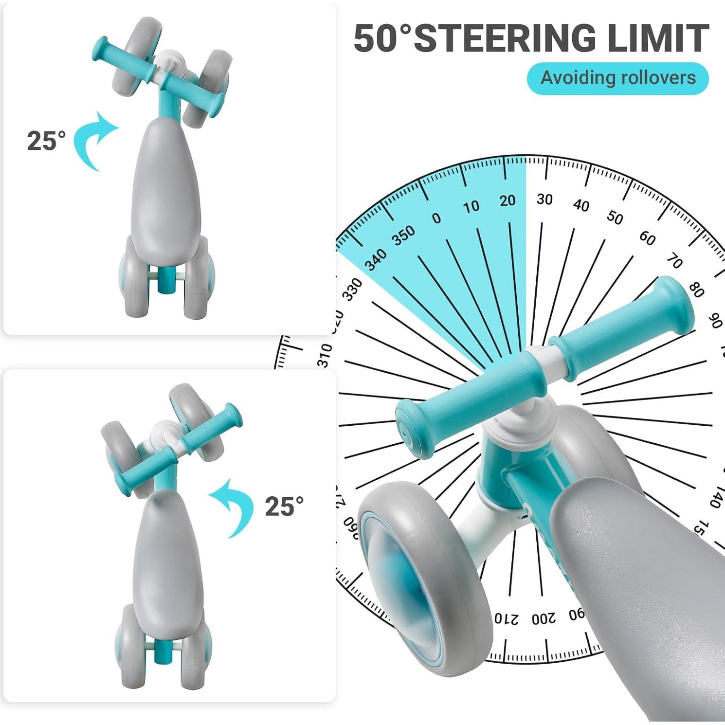 Bicicleta de Equilibrio AmazingJoy Azul 1-3 Años 4 Ruedas Iluminadas