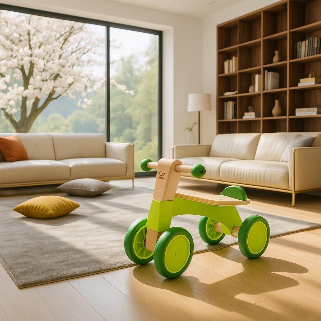 Bicicleta de empuje de madera Hape E0101 verde para niños