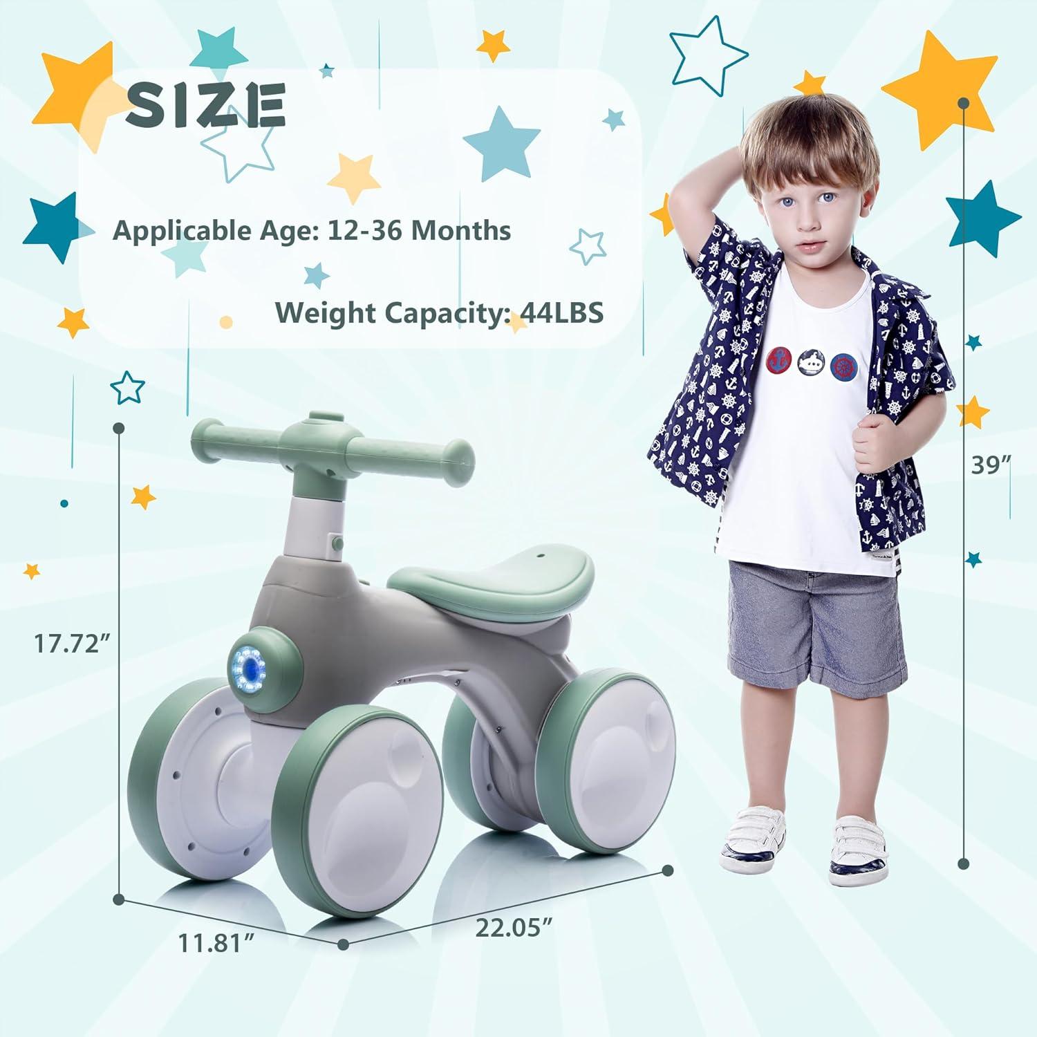 Bicicleta de Equilibrio JoyRydz para Bebés 12-36 Meses Verde y Gris