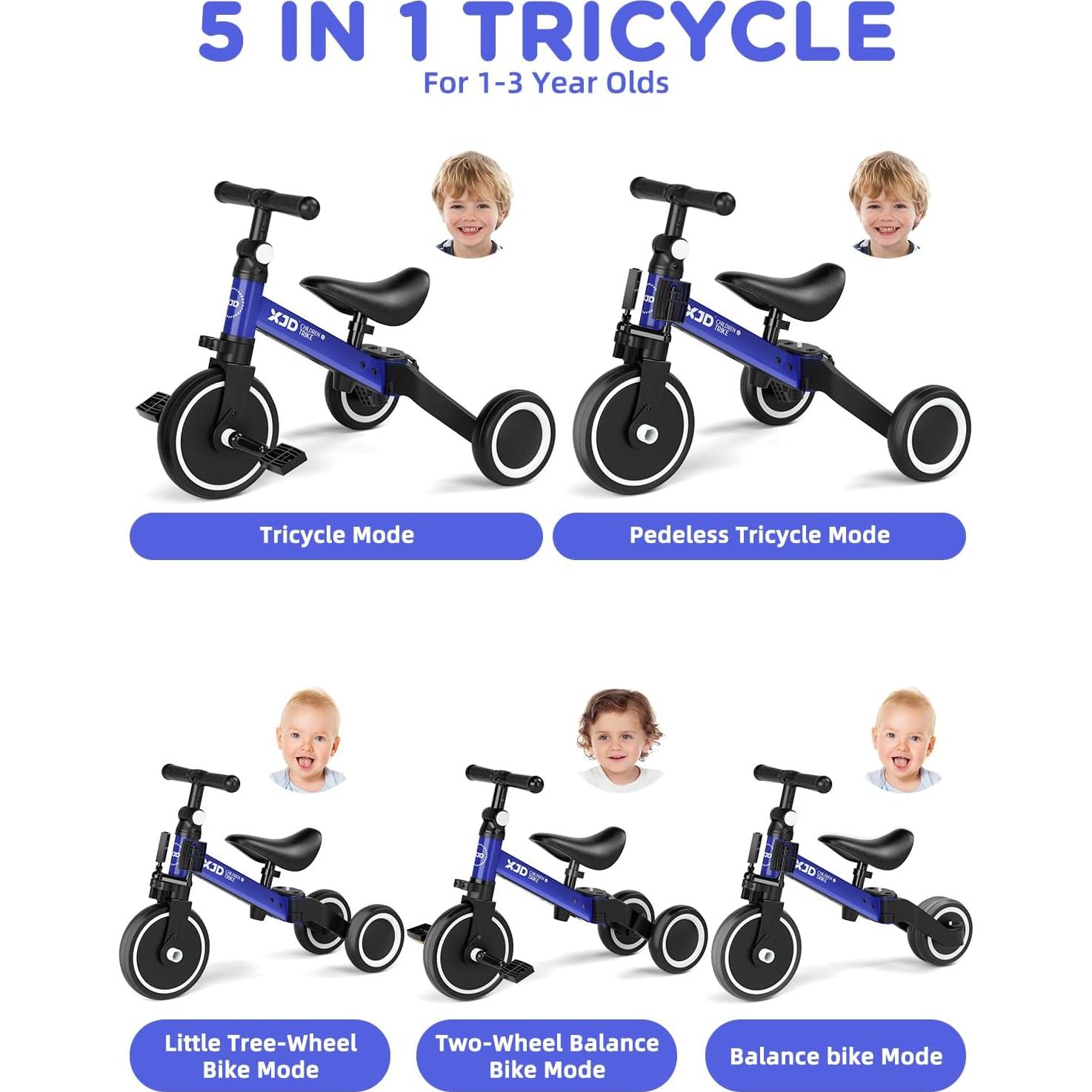 Bicicleta Triciclo 5 en 1 XJD para Niños 1-3 Años Ajustable