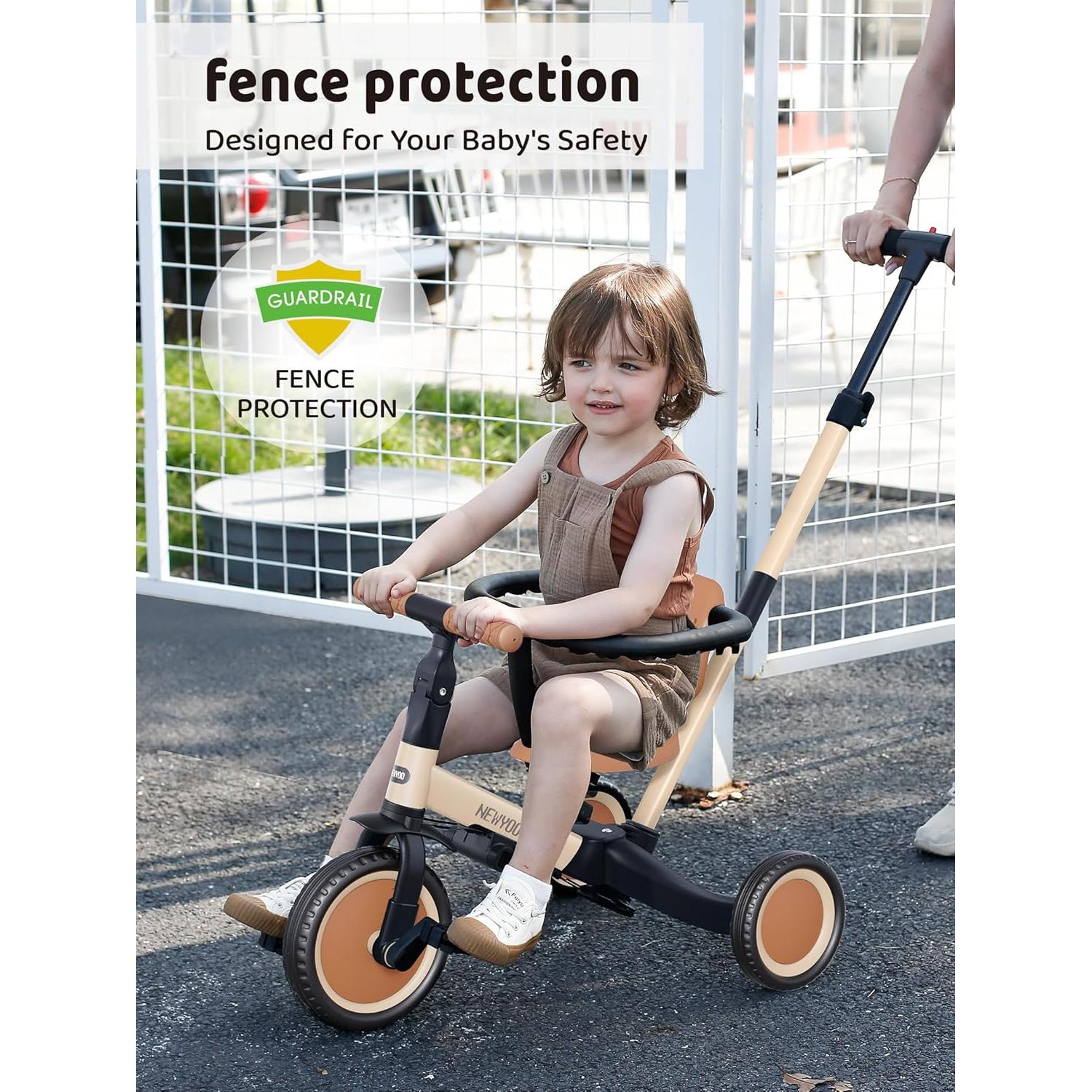 Triciclo 5 en 1 newyoo TR008 para Niños 1-3 Años Crema