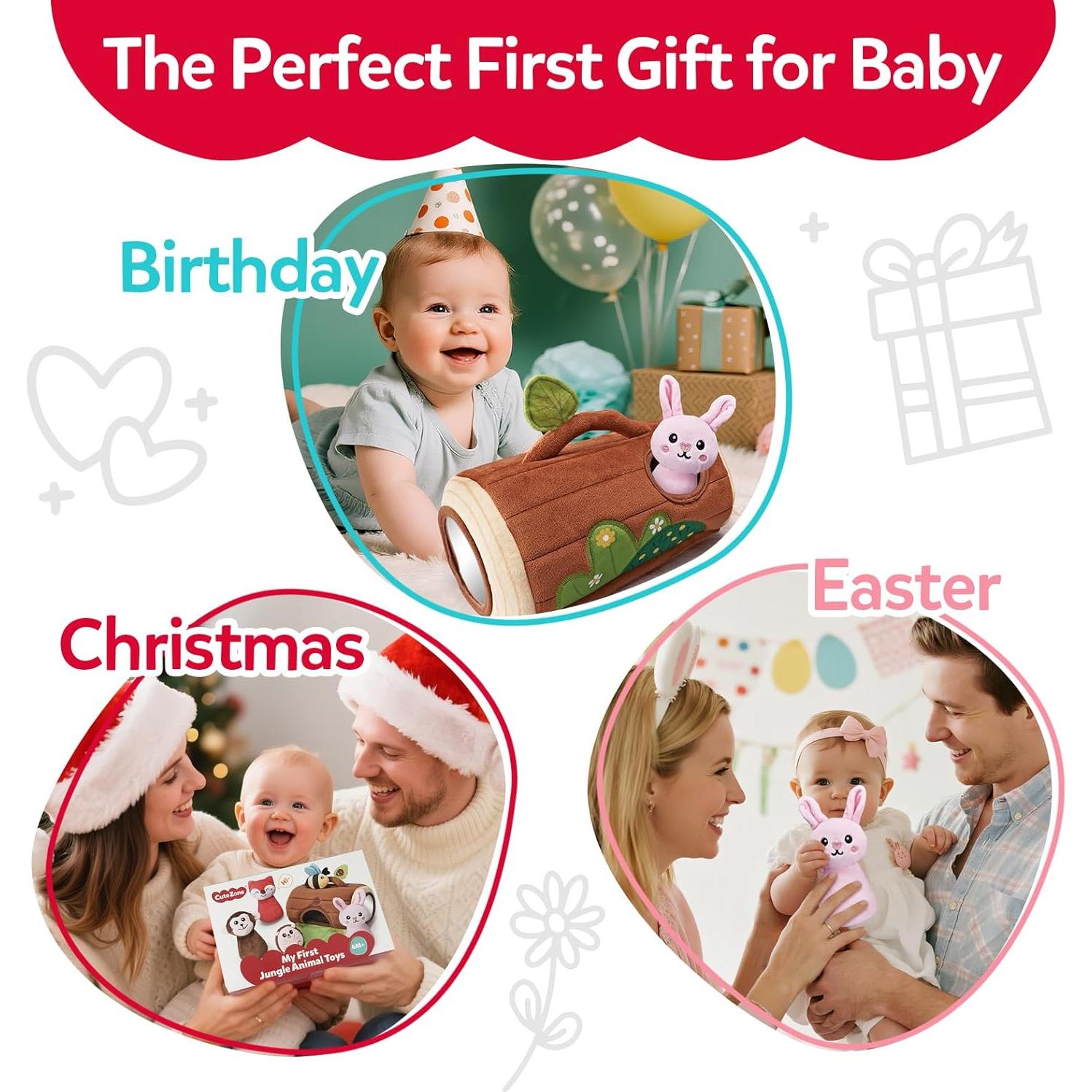 Juguete Sensorial para Bebés Cutezone - Tronco con Animales 6-12 Meses