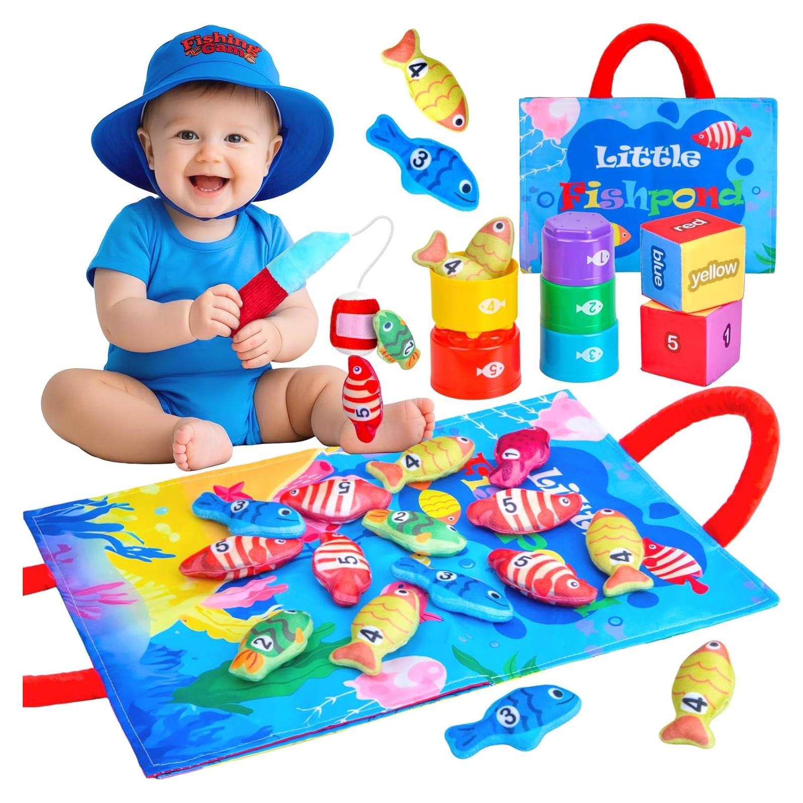 Juguetes Montessori Mikiwon - Juego de Pesca y Tazas Apilables 24 Pcs