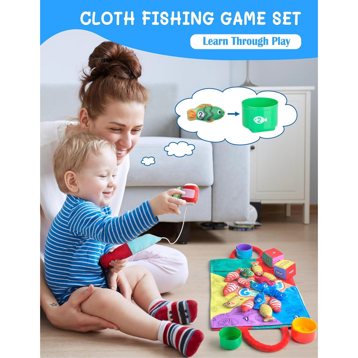 Juguetes Montessori Mikiwon - Juego de Pesca y Tazas Apilables 24 Pcs