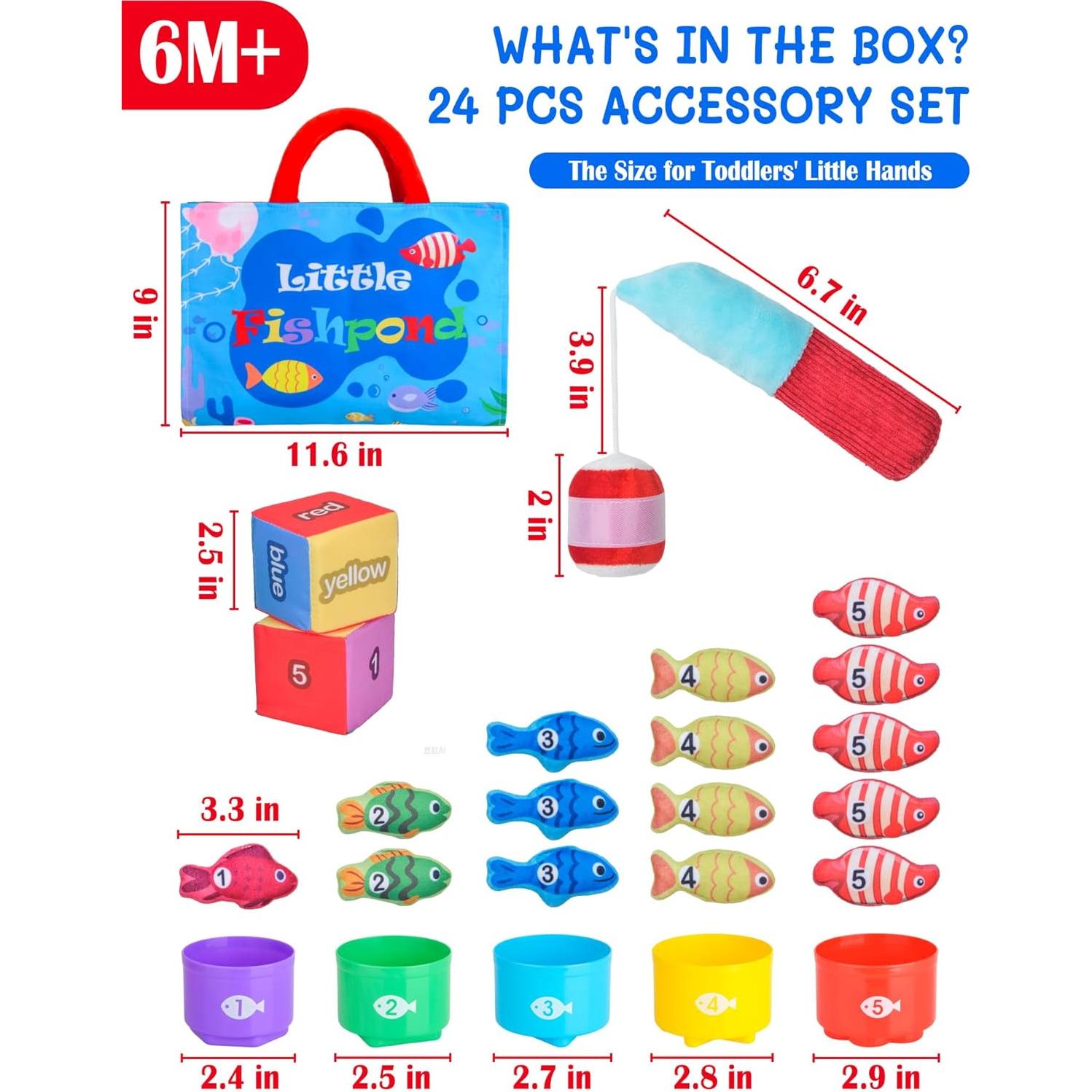 Juguetes Montessori Mikiwon - Juego de Pesca y Tazas Apilables 24 Pcs