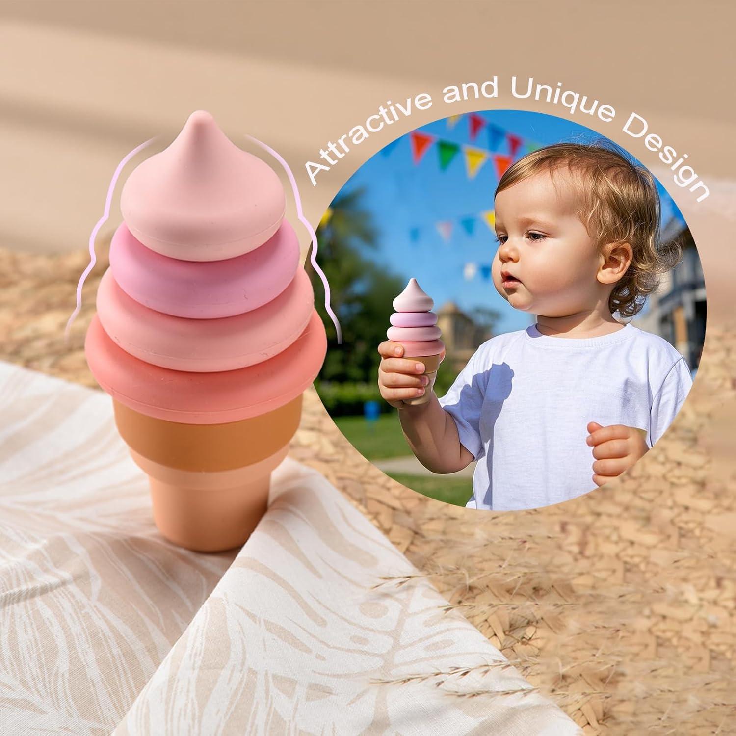 Juguete Apilable de Helado de Silicona para Bebés 6+ Meses