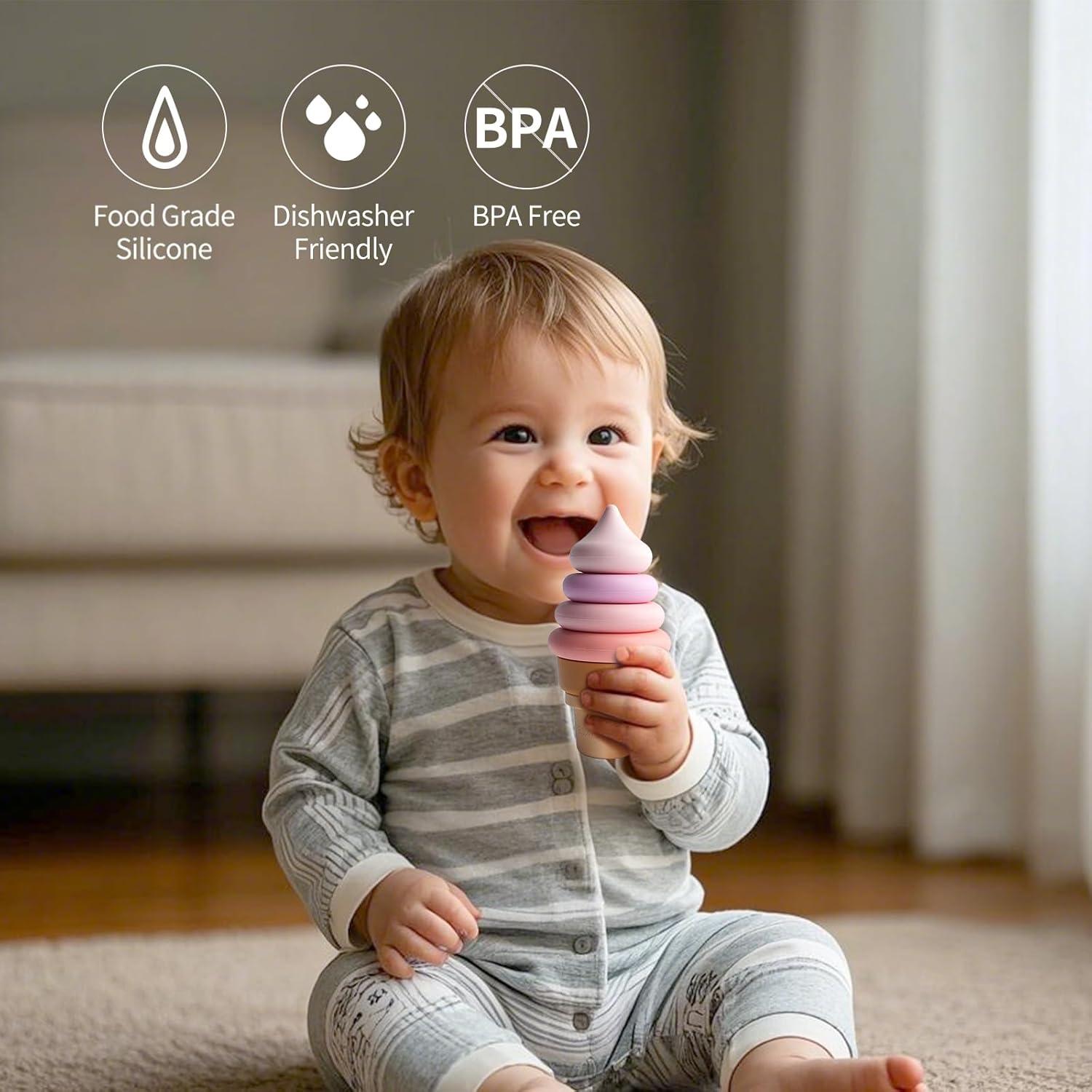 Juguete Apilable de Helado de Silicona para Bebés 6+ Meses