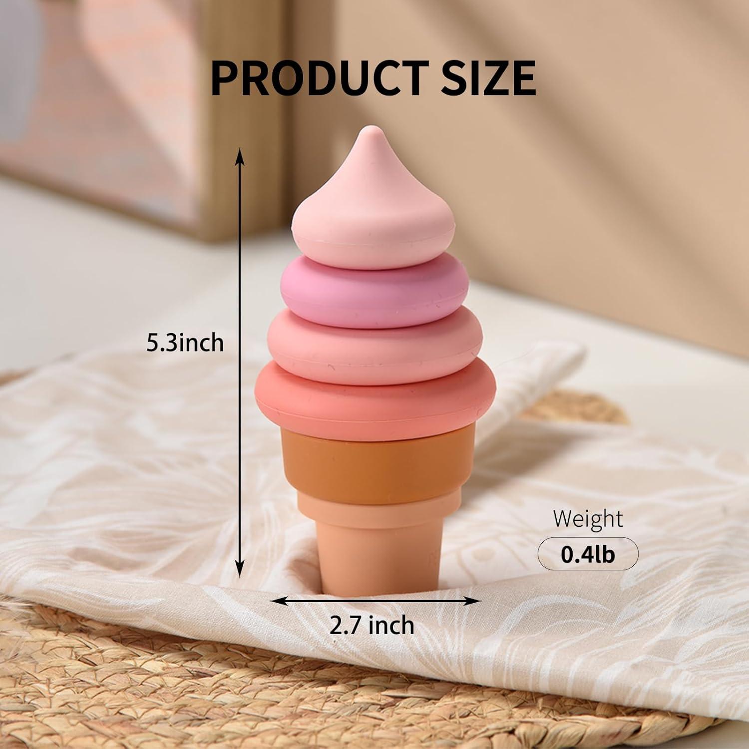 Juguete Apilable de Helado de Silicona para Bebés 6+ Meses