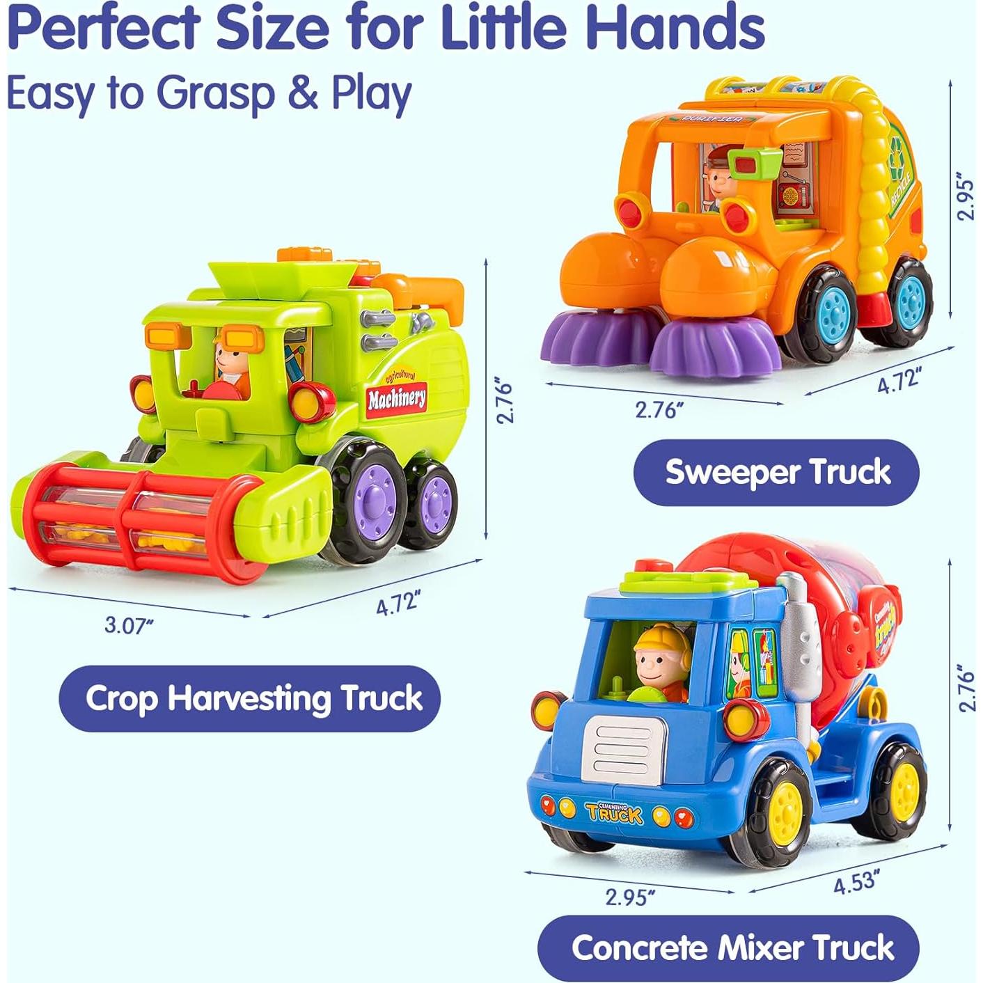 Juguetes HOLA Camiones a Fricción 3 PCS para Niños 1-3 Años