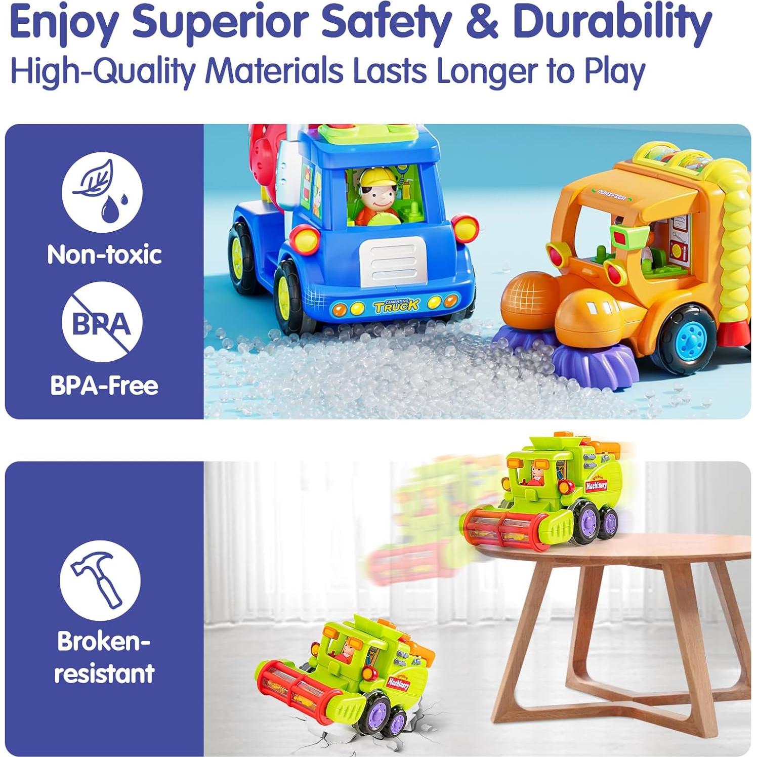 Juguetes HOLA Camiones a Fricción 3 PCS para Niños 1-3 Años