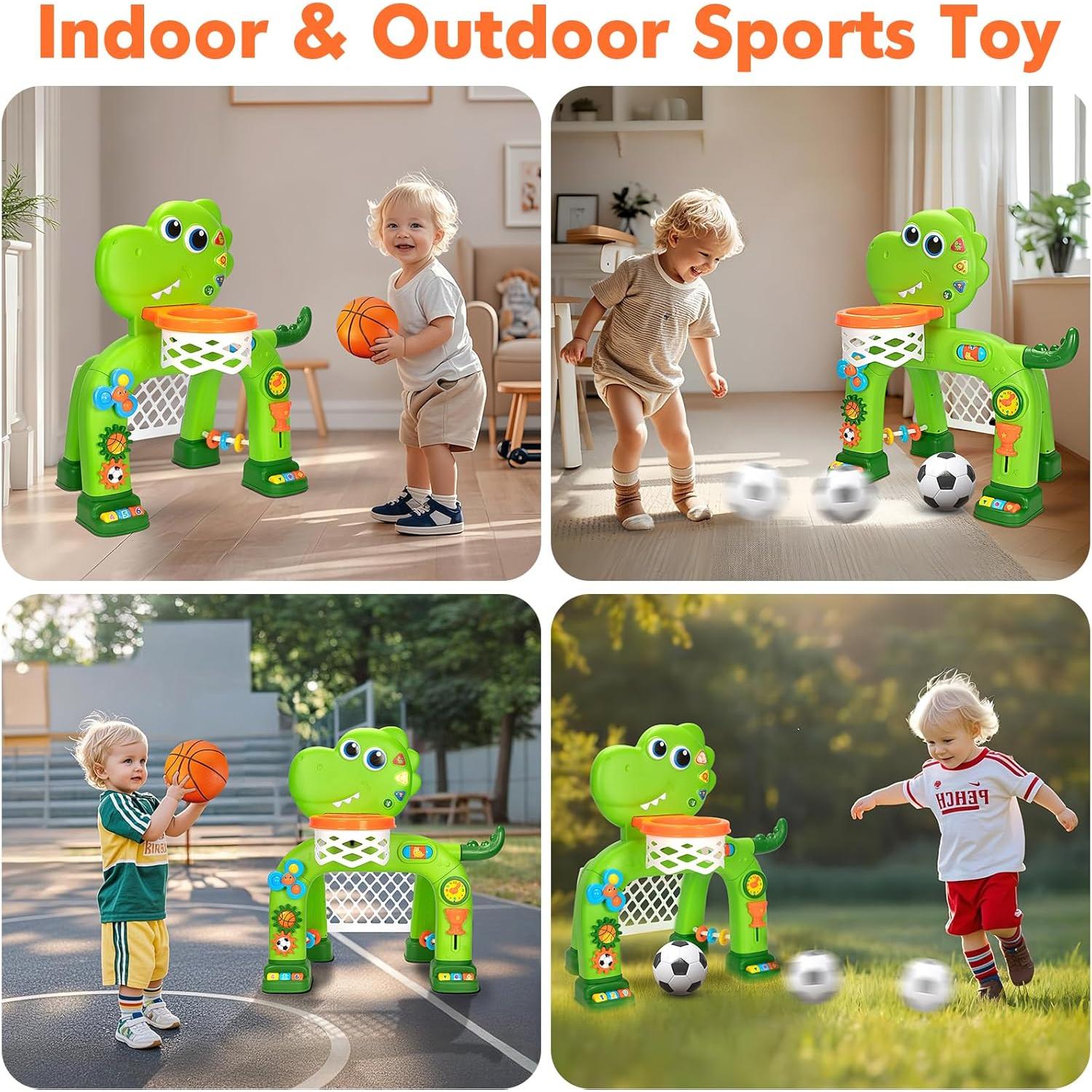 Aro de Baloncesto y Meta de Fútbol Interactivo para Bebés