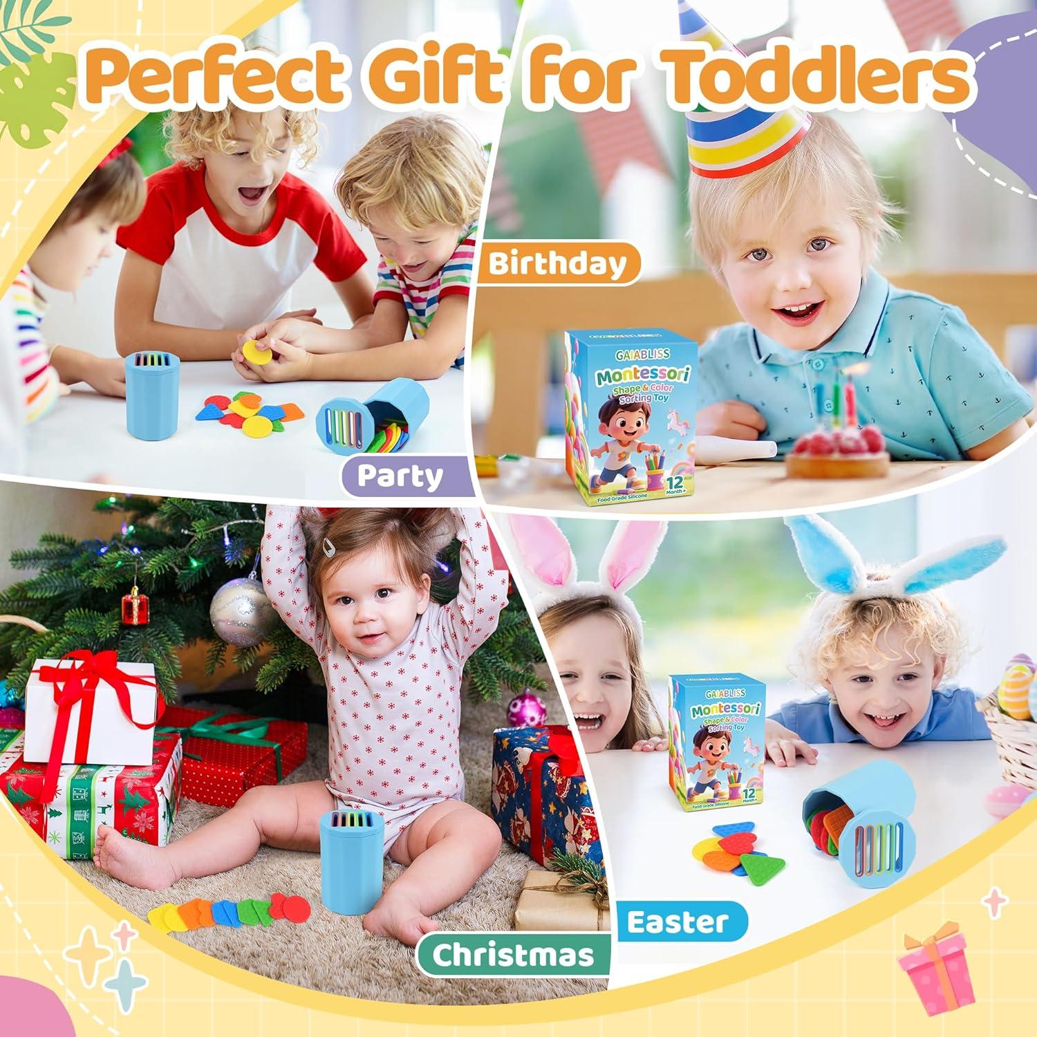 Juguete Montessori de Silicona para Niños 1-3 Años - Clasificador de Formas y Colores