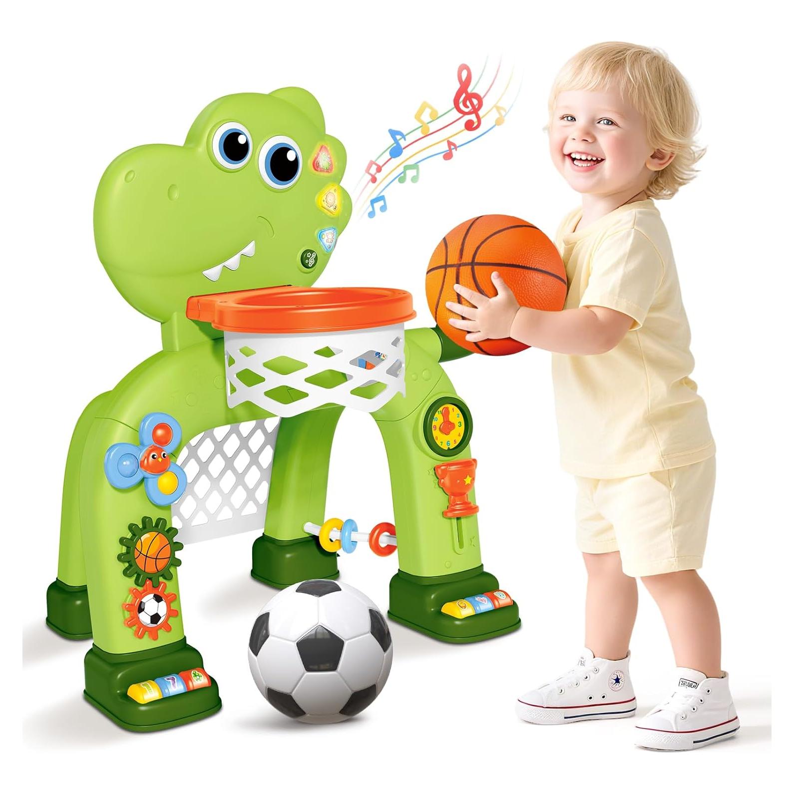 Canasta de Baloncesto y Meta de Fútbol AuroTops 2 en 1 para Niños