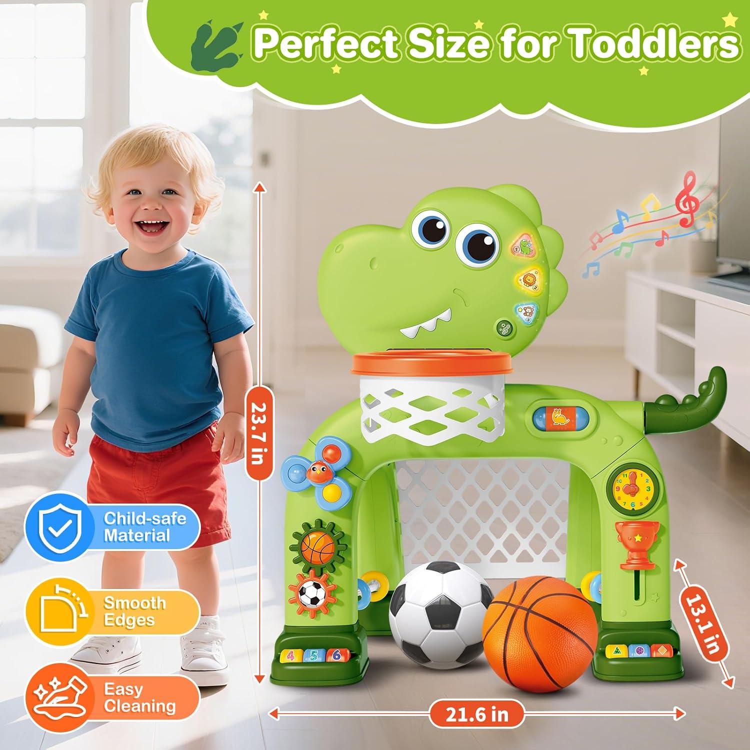 Canasta de Baloncesto y Meta de Fútbol AuroTops 2 en 1 para Niños