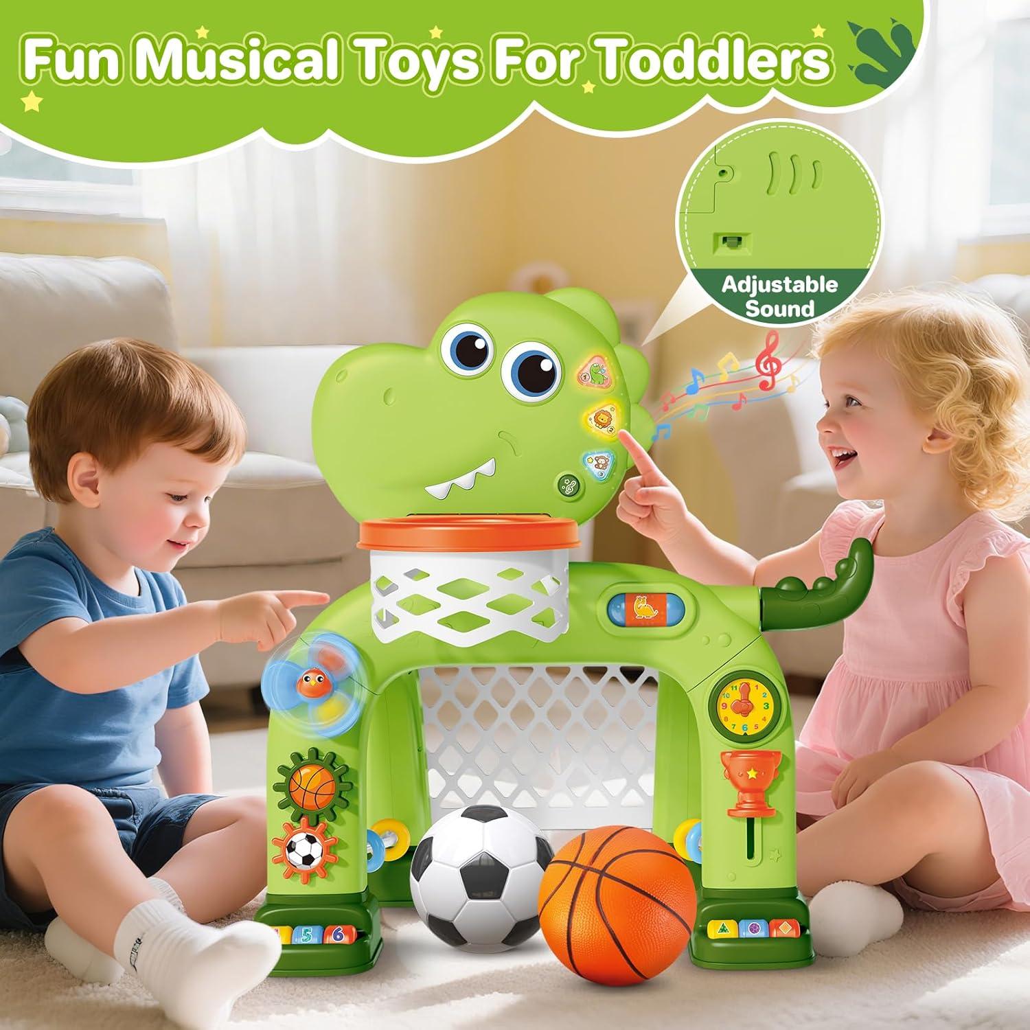 Canasta de Baloncesto y Meta de Fútbol AuroTops 2 en 1 para Niños