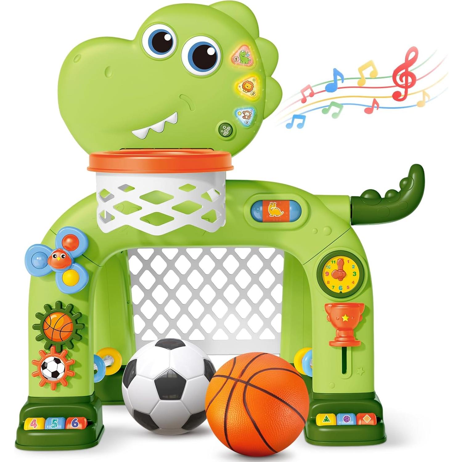 Canasta de Baloncesto y Meta de Fútbol AuroTops 2 en 1 para Niños