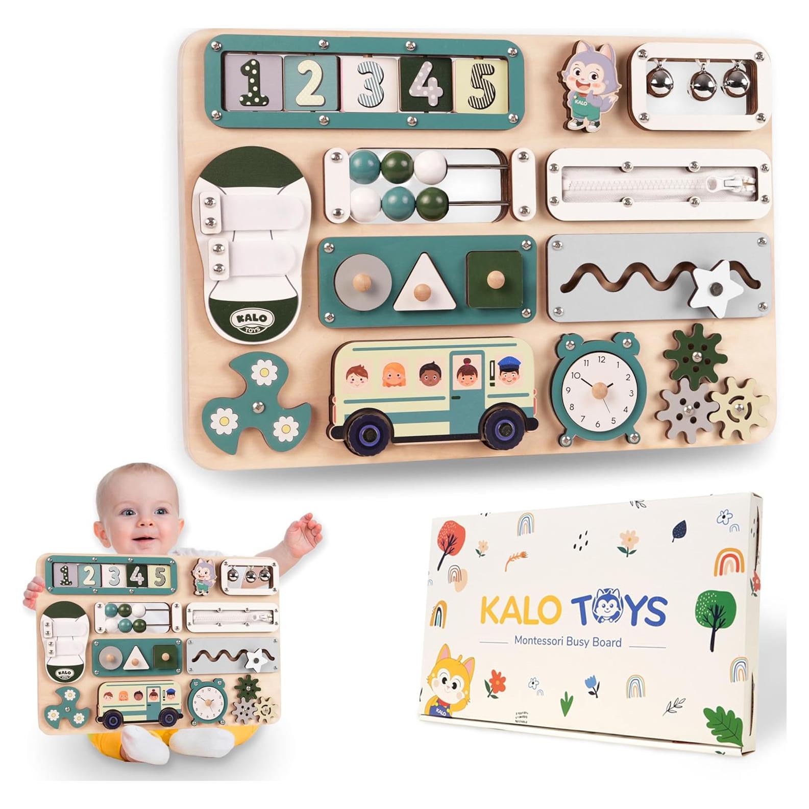 Tablero Ocupado Montessori KALOTOYS Verde - Juguete Sensorial 1-3 Años