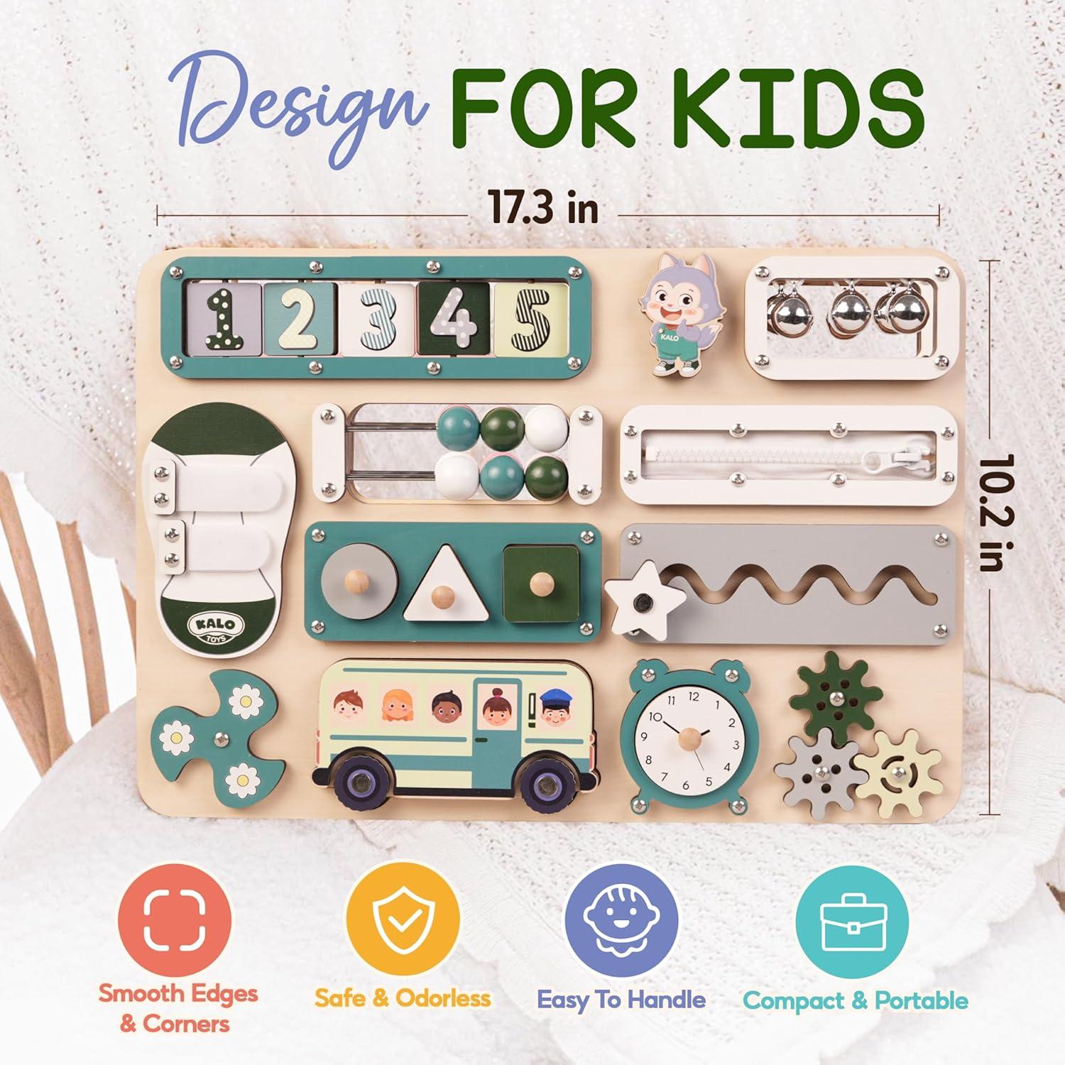 Tablero Ocupado Montessori KALOTOYS Verde - Juguete Sensorial 1-3 Años