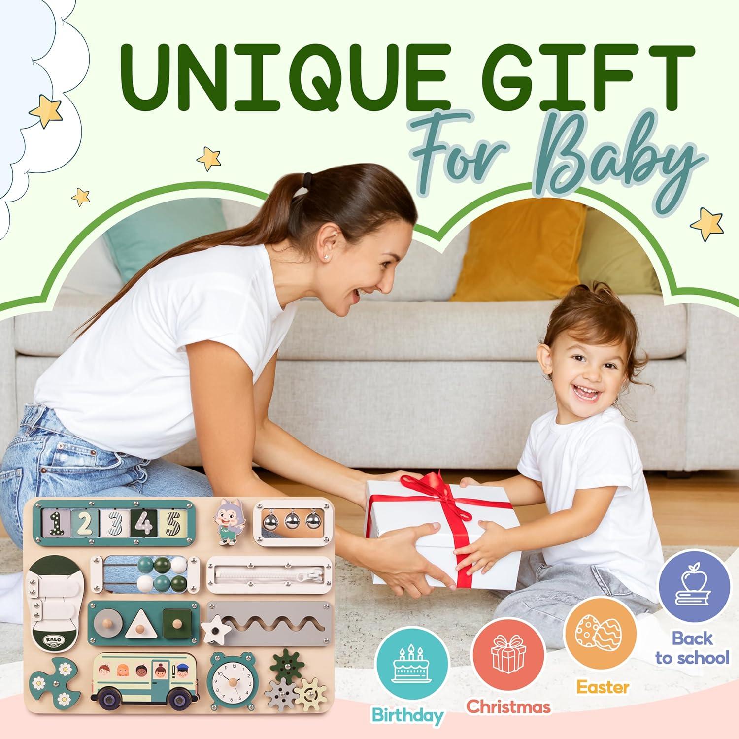 Tablero Ocupado Montessori KALOTOYS Verde - Juguete Sensorial 1-3 Años